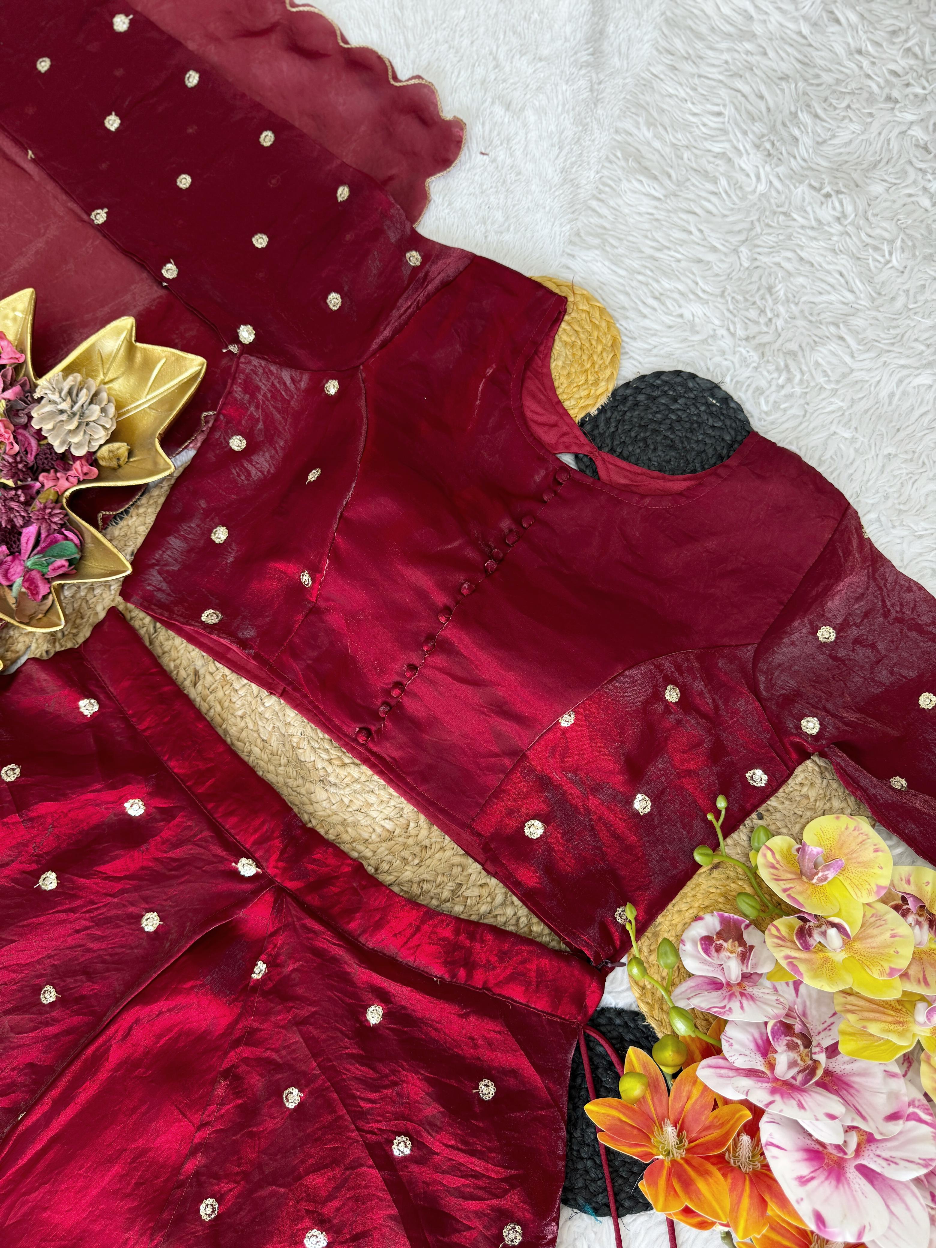 Soft Space Silk Sequence Embroidery Lehenga with Beautiful Stitched Blouse