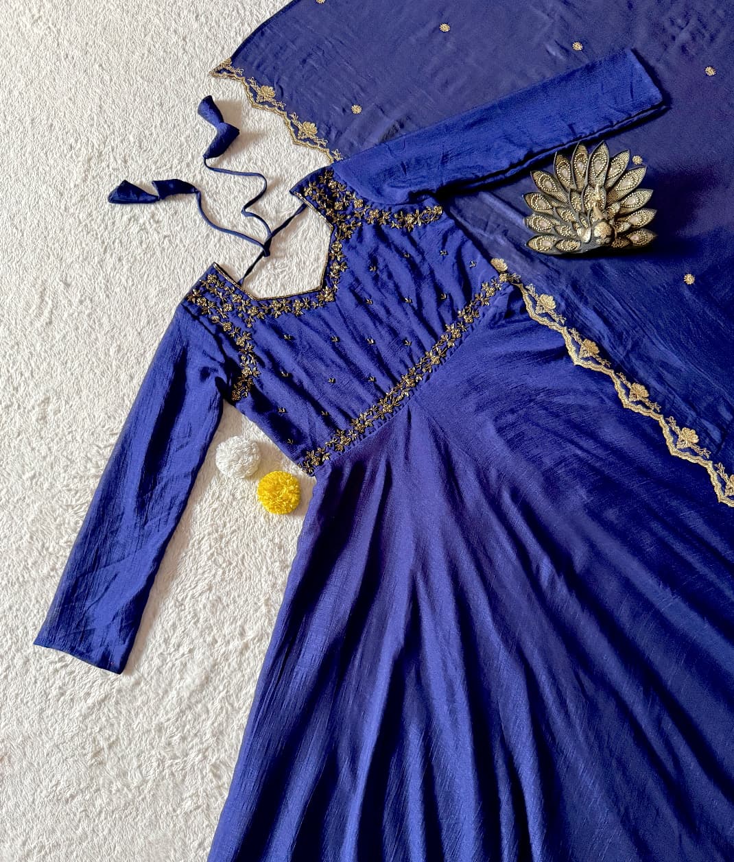 Designer Maggam Hand Work Gowns With Duppata
