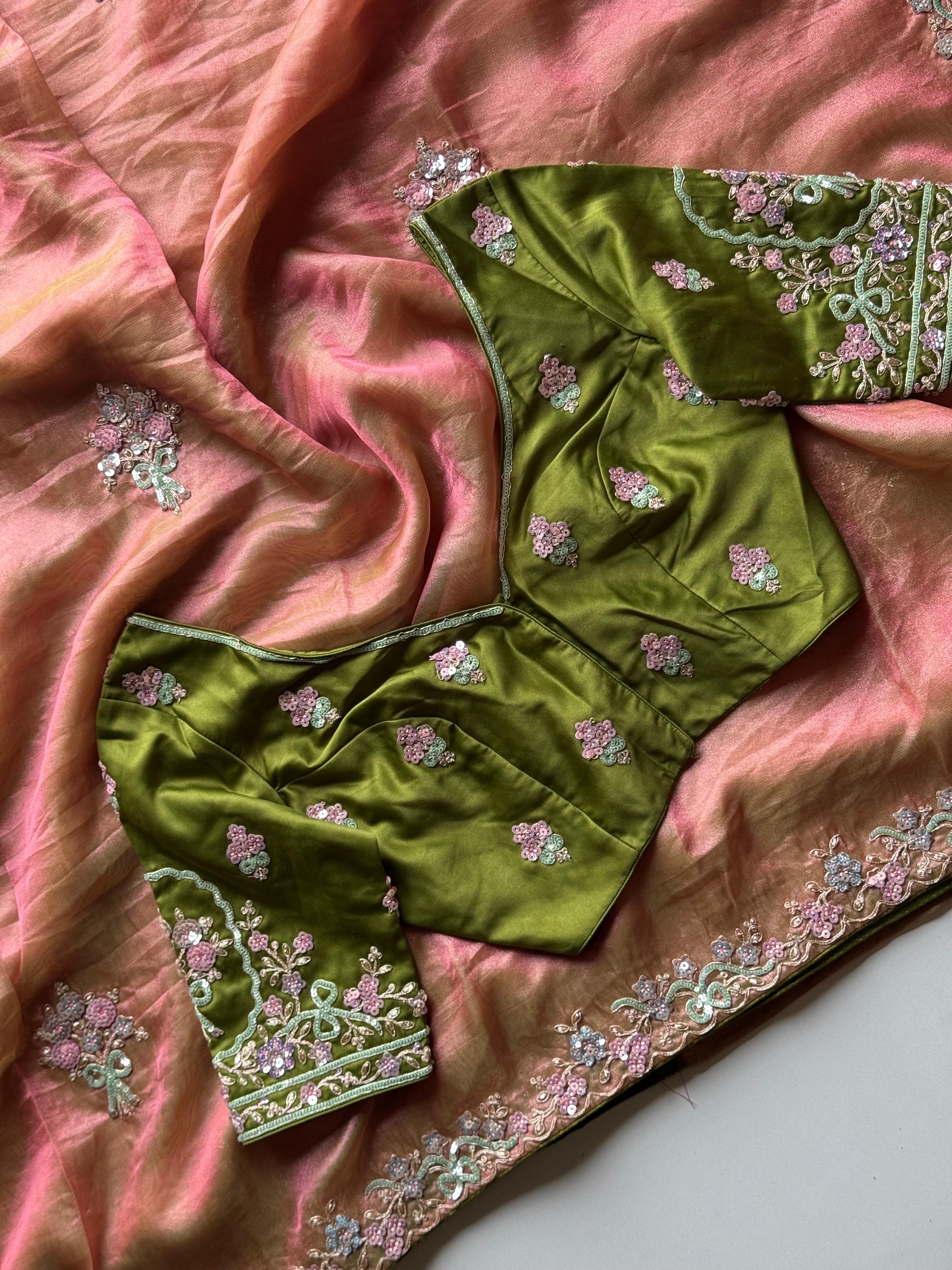 Premium Tissue Silk Saree with Stitched Blouse