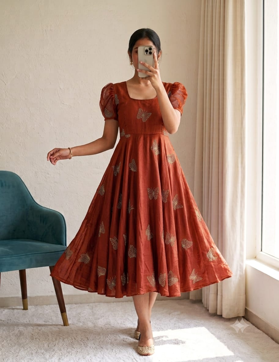 Beautiful Butterfly Designer Beats Sequance Work Dress