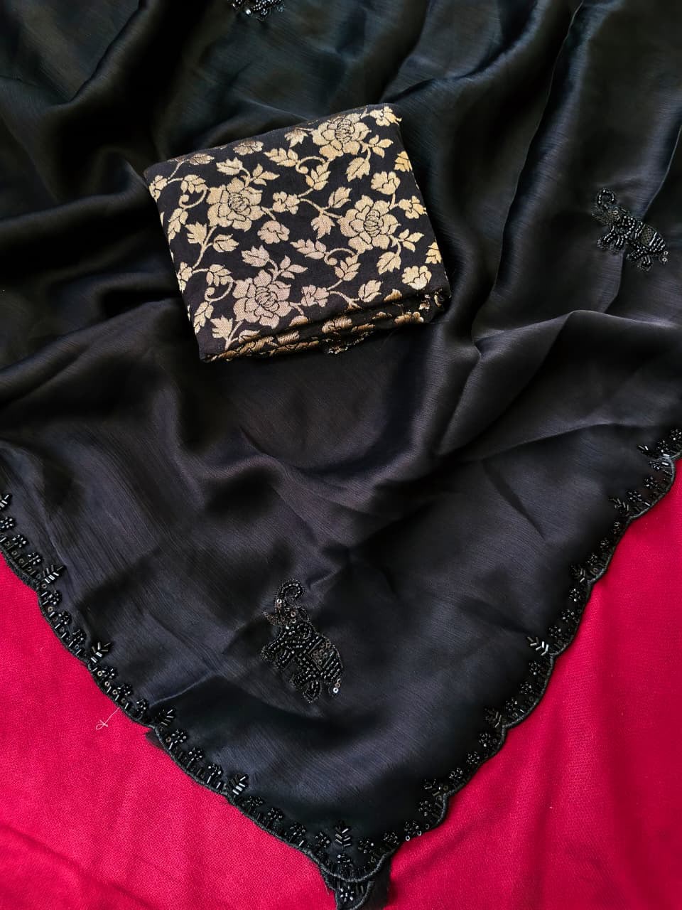 Cocktail Sarees with Cutdana Work