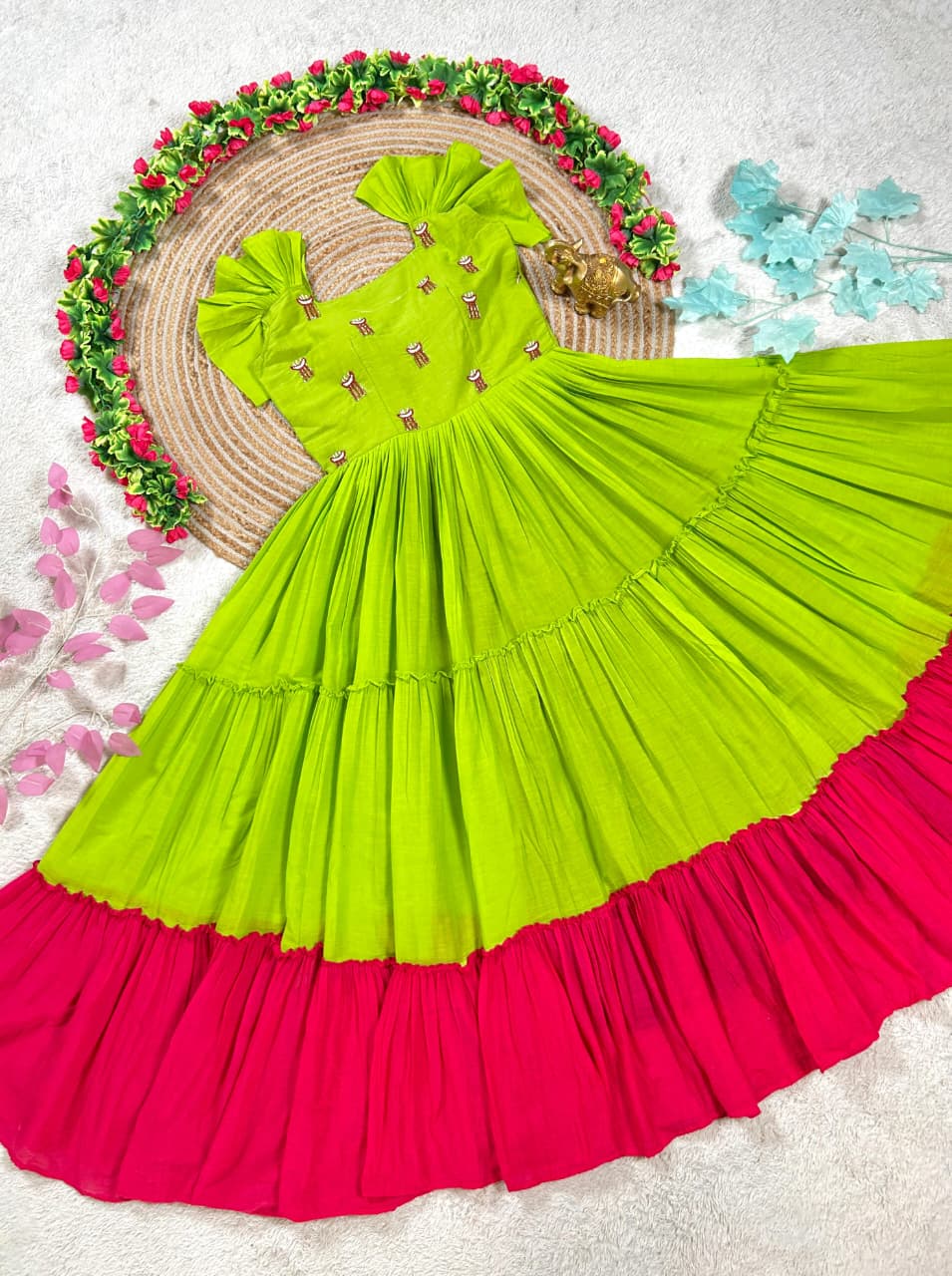 Beautiful Mul Chanderi Frocks Stitched with Maggam Work & Beautiful Sleeves
