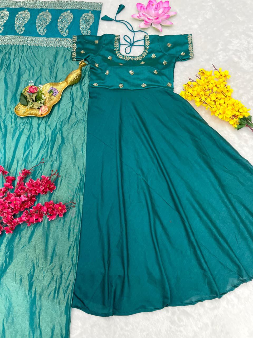 maggam work dress designs Machine Maggam work Classic Gowns with dupatta KVS FASHION BOUTIQUE