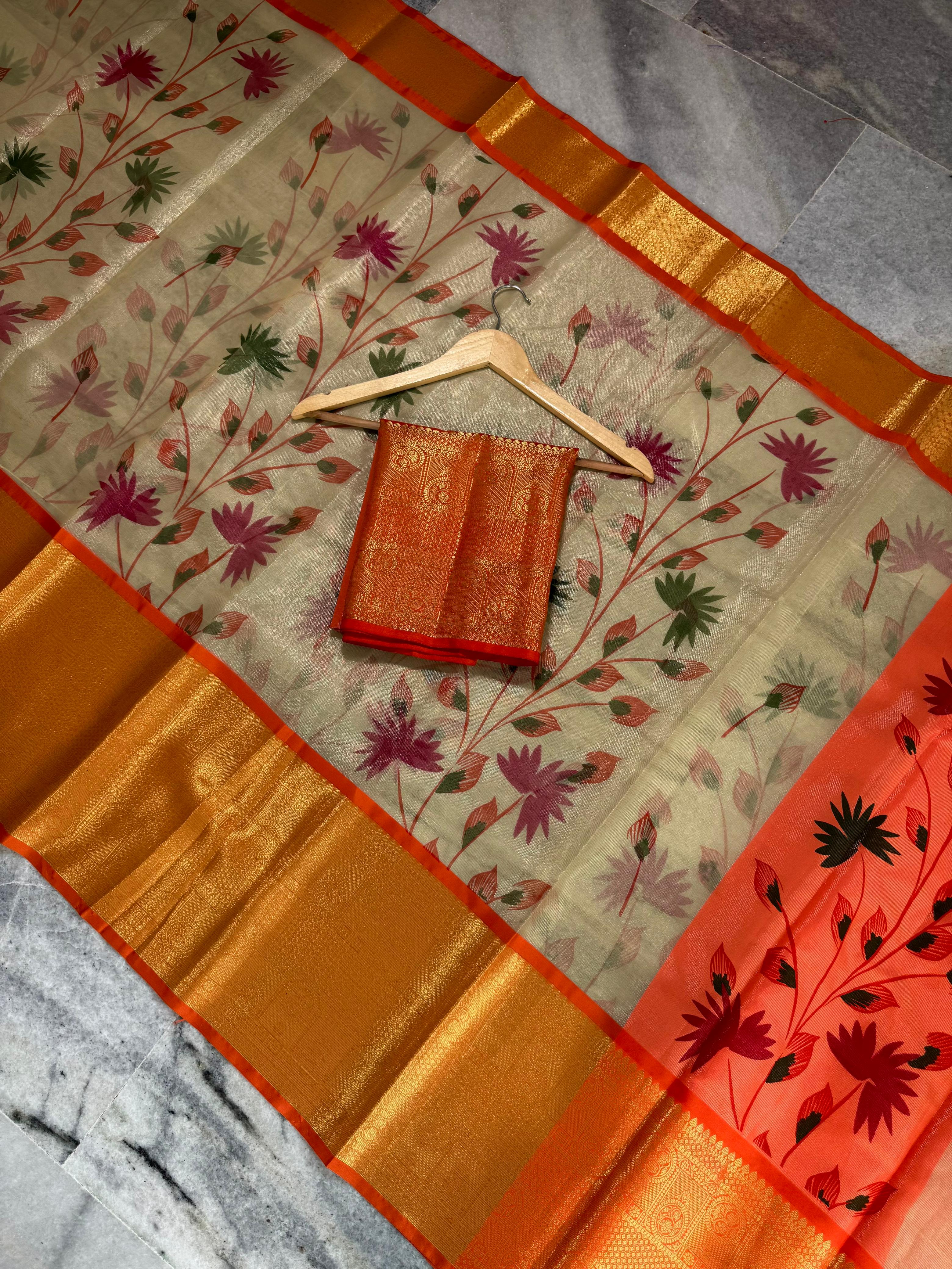 Banarasi Tissue Silk Saree with Kanchi Border