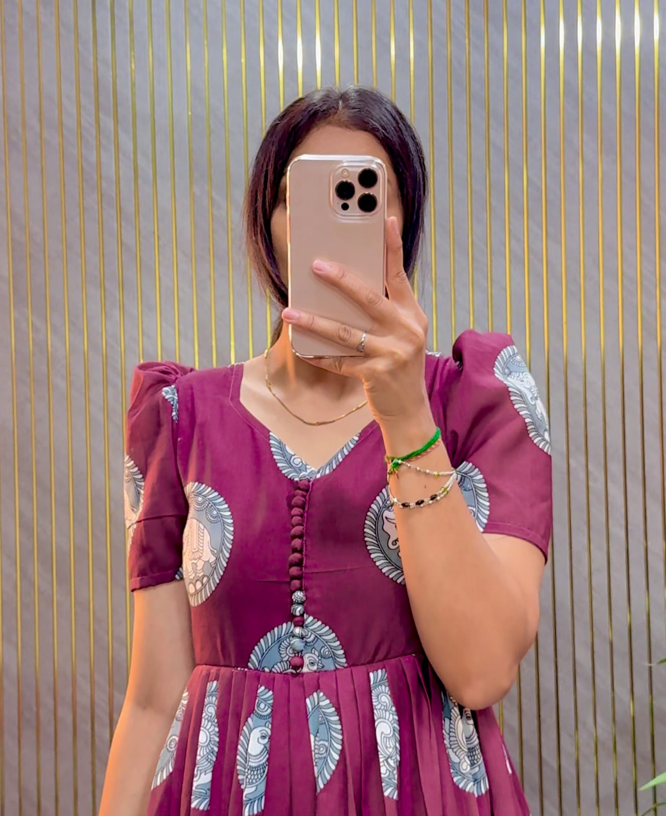 Cotton Kalamkari Block Printed Midi Dress