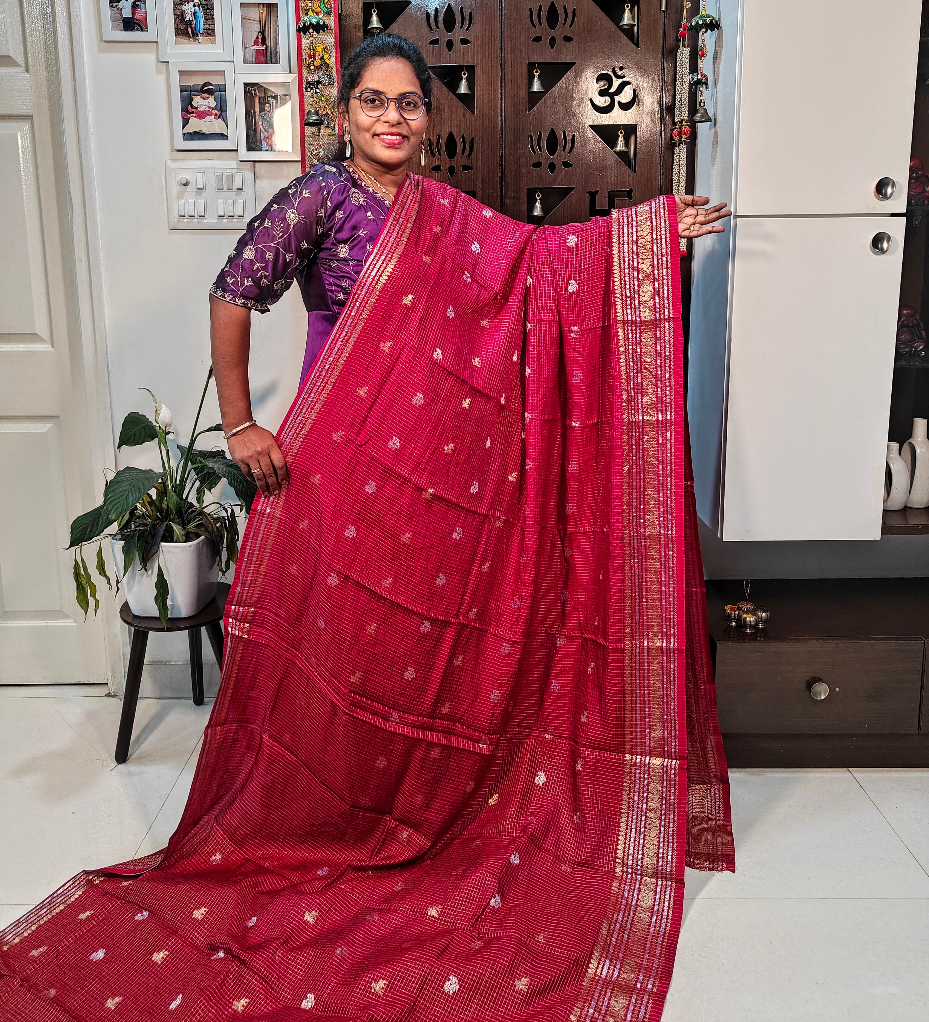 Pure Viscose Chinon Chit Pallu Sarees