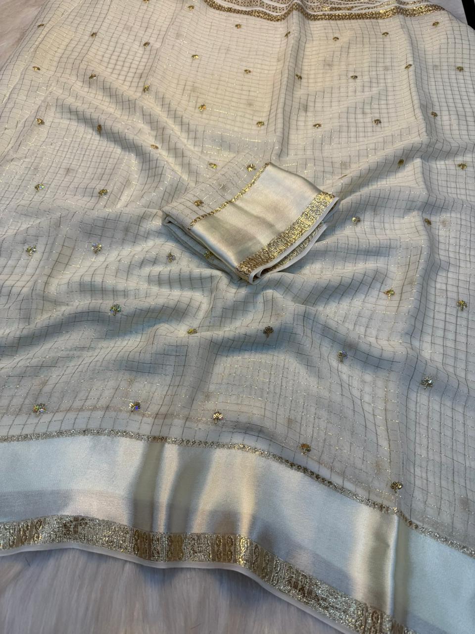 Viscose Georgette Full Sequence Work Sarees