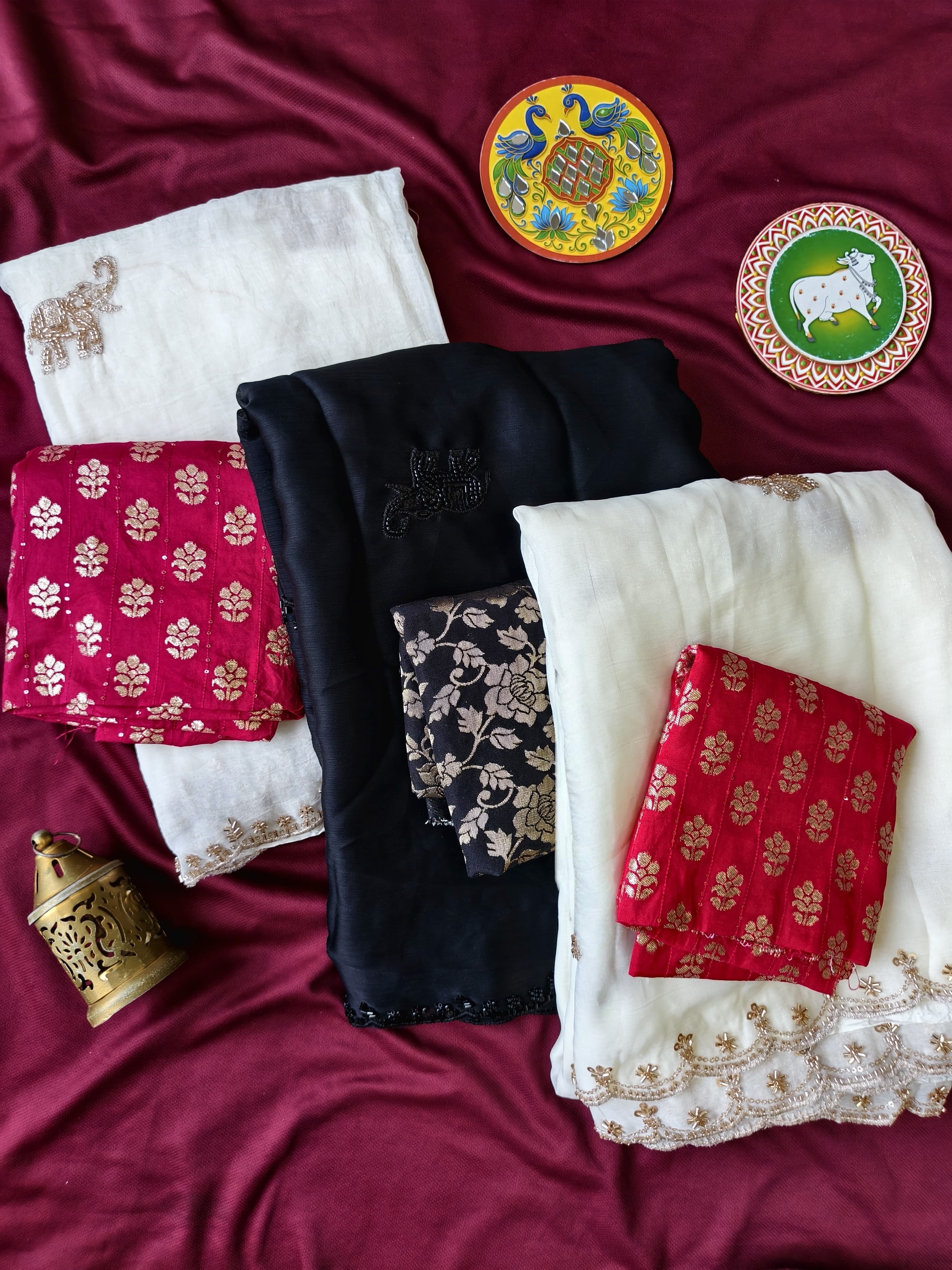Cocktail Sarees with Cutdana Work