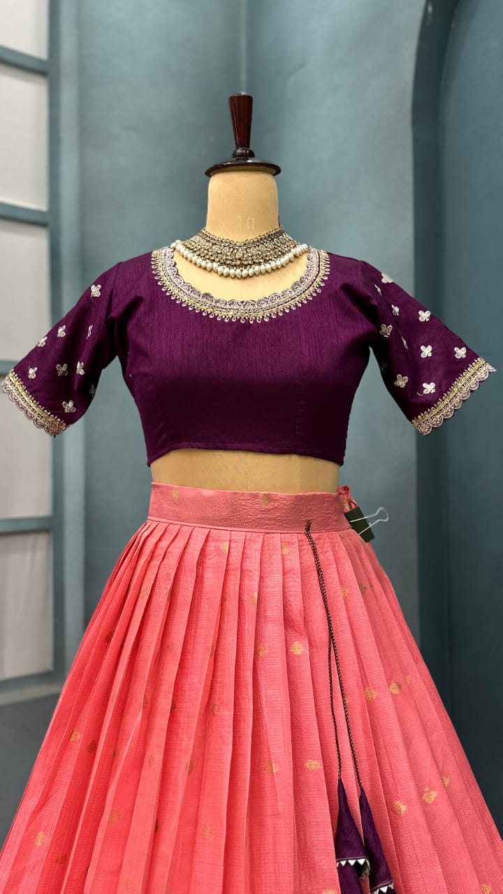 Luxurious Kota Checks with Rich Paithani Border Lehanga