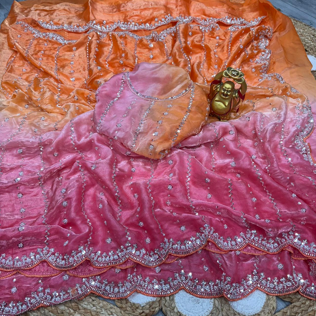 Space Silk Dual Tone Sarees with Premium Work