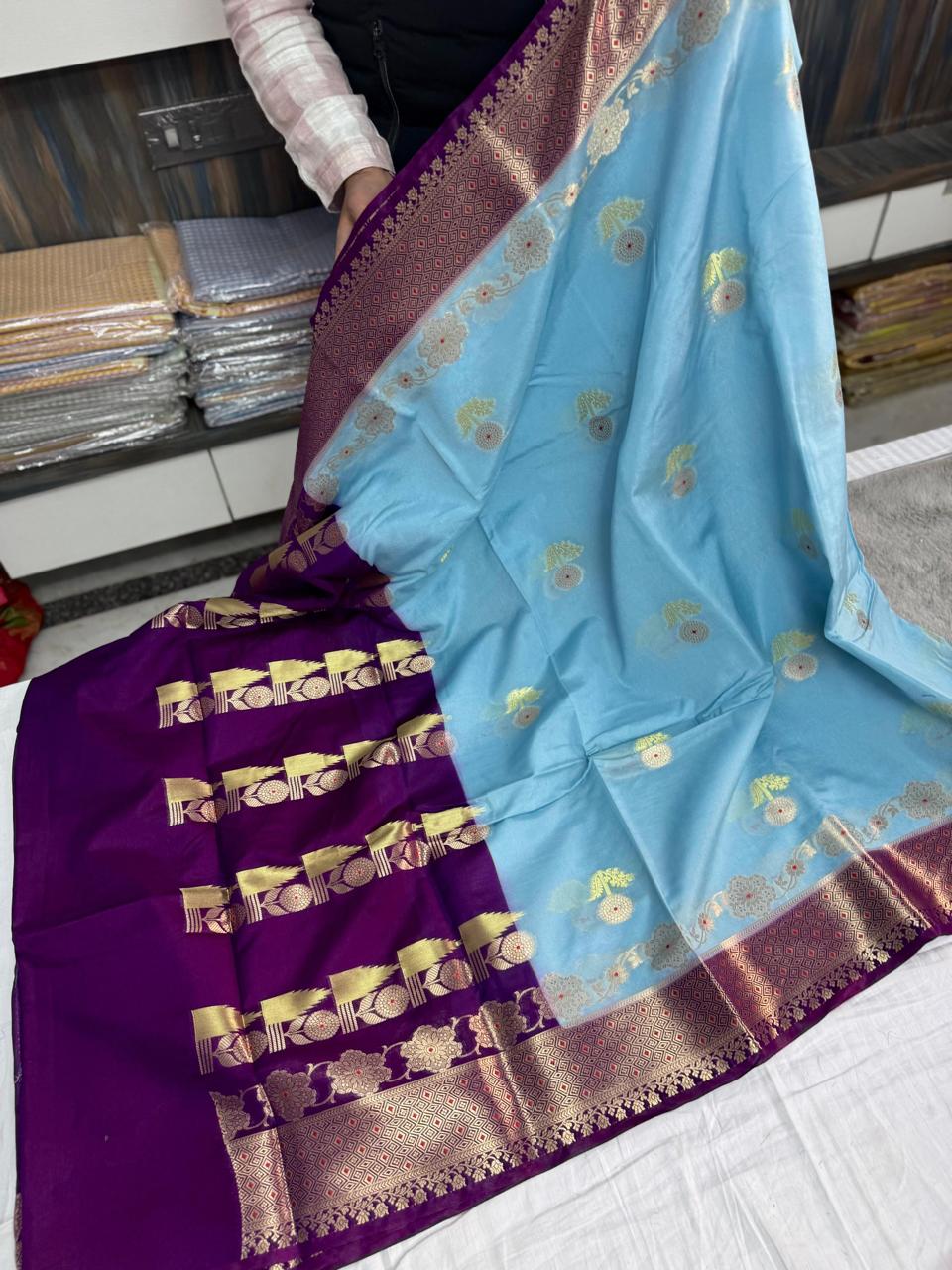 Banarasi Raw Mango Soft Silk Sarees