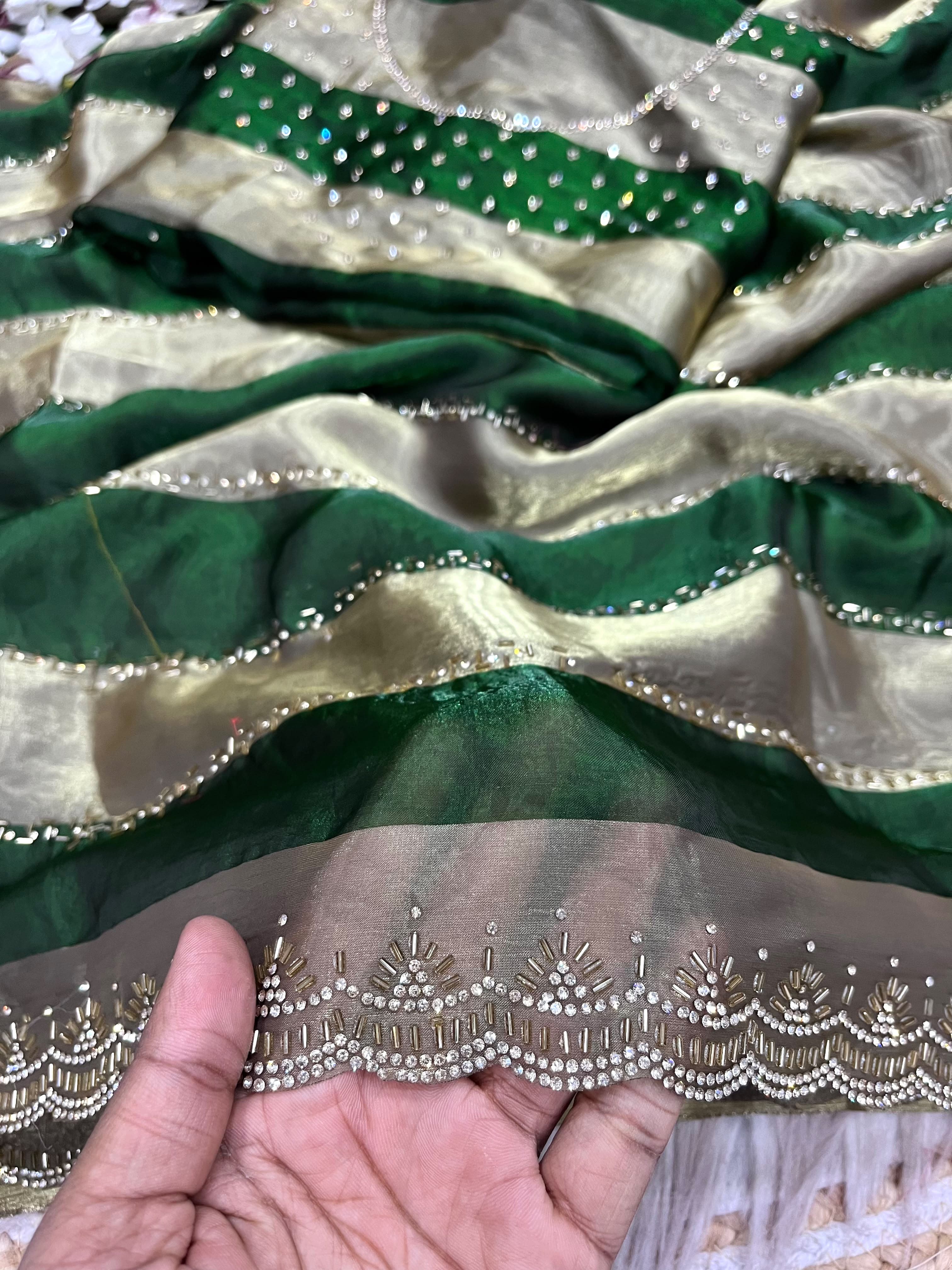 Space Soft Silk Blooming With Beautiful jarkhan Work With Siroski Work