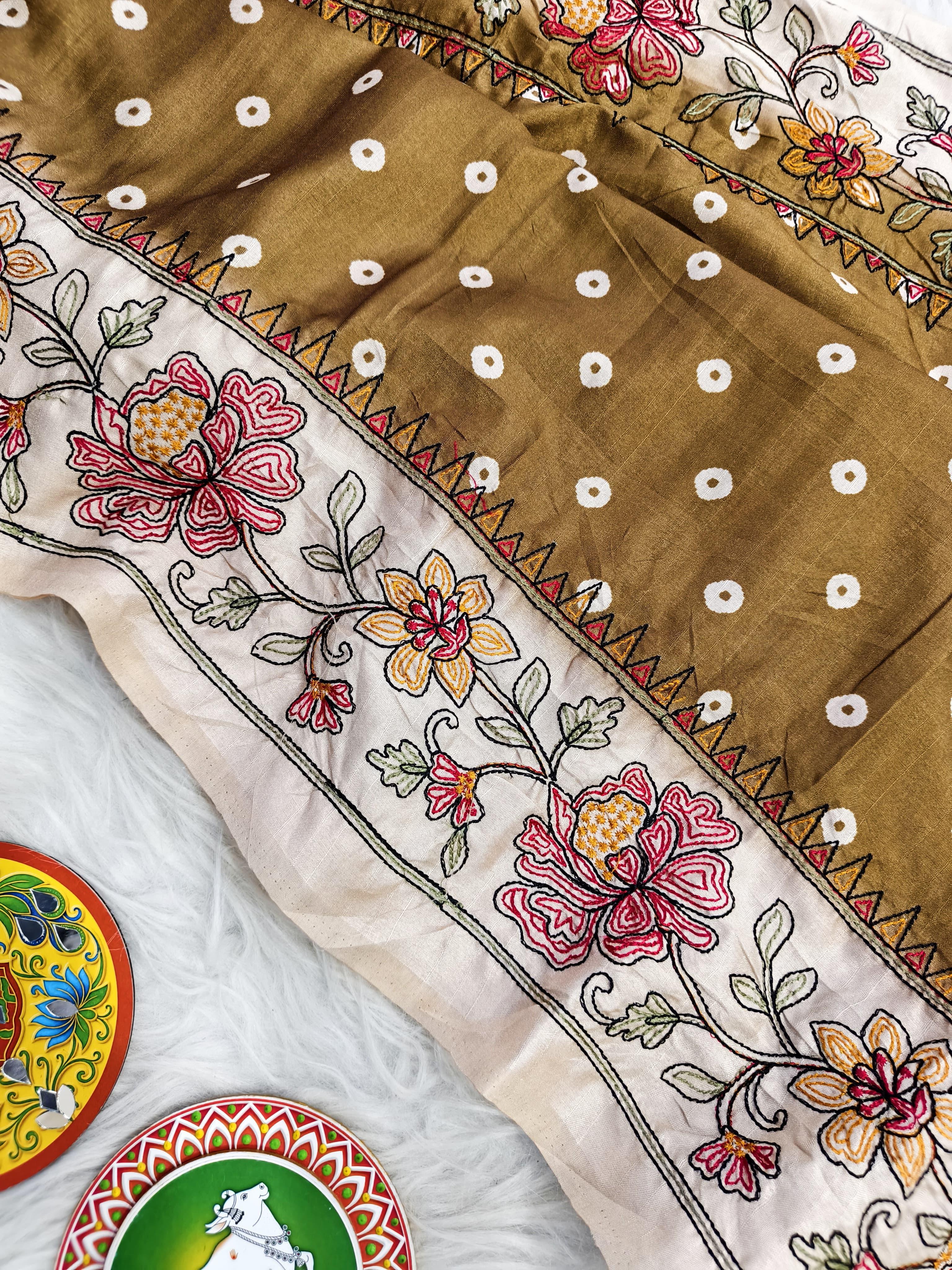 Pure tussar Bandhini saree