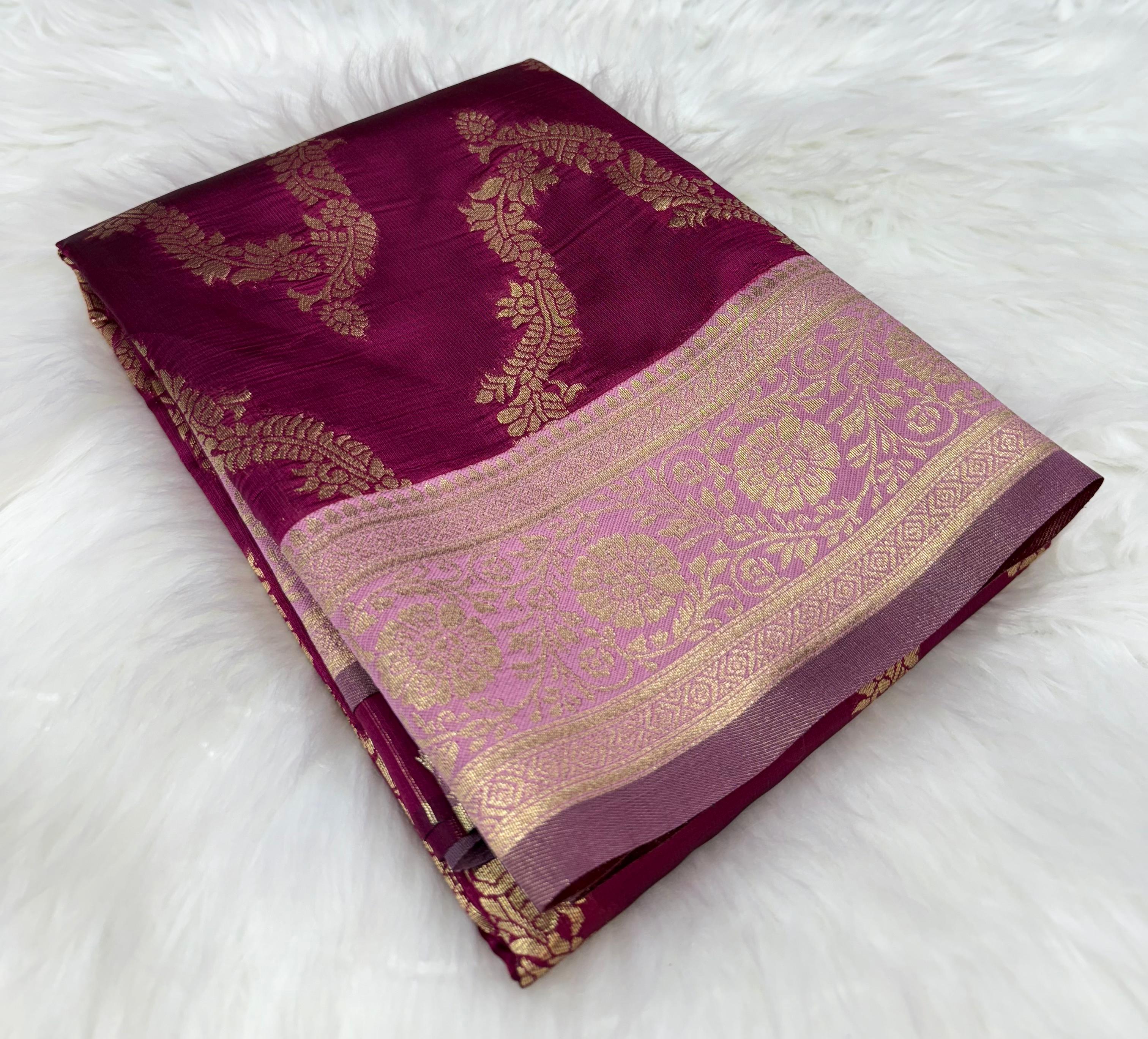Beautiful Soft Foily Silk Sarees in Semi Kanchipattu Style