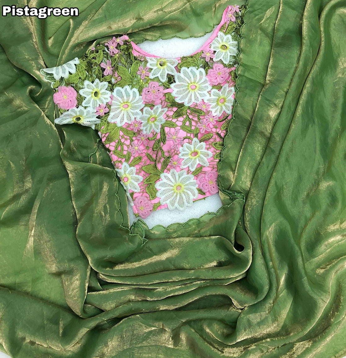 Soft Space Silk Fendy Satin Shining Saree with Unstitched Blouse
