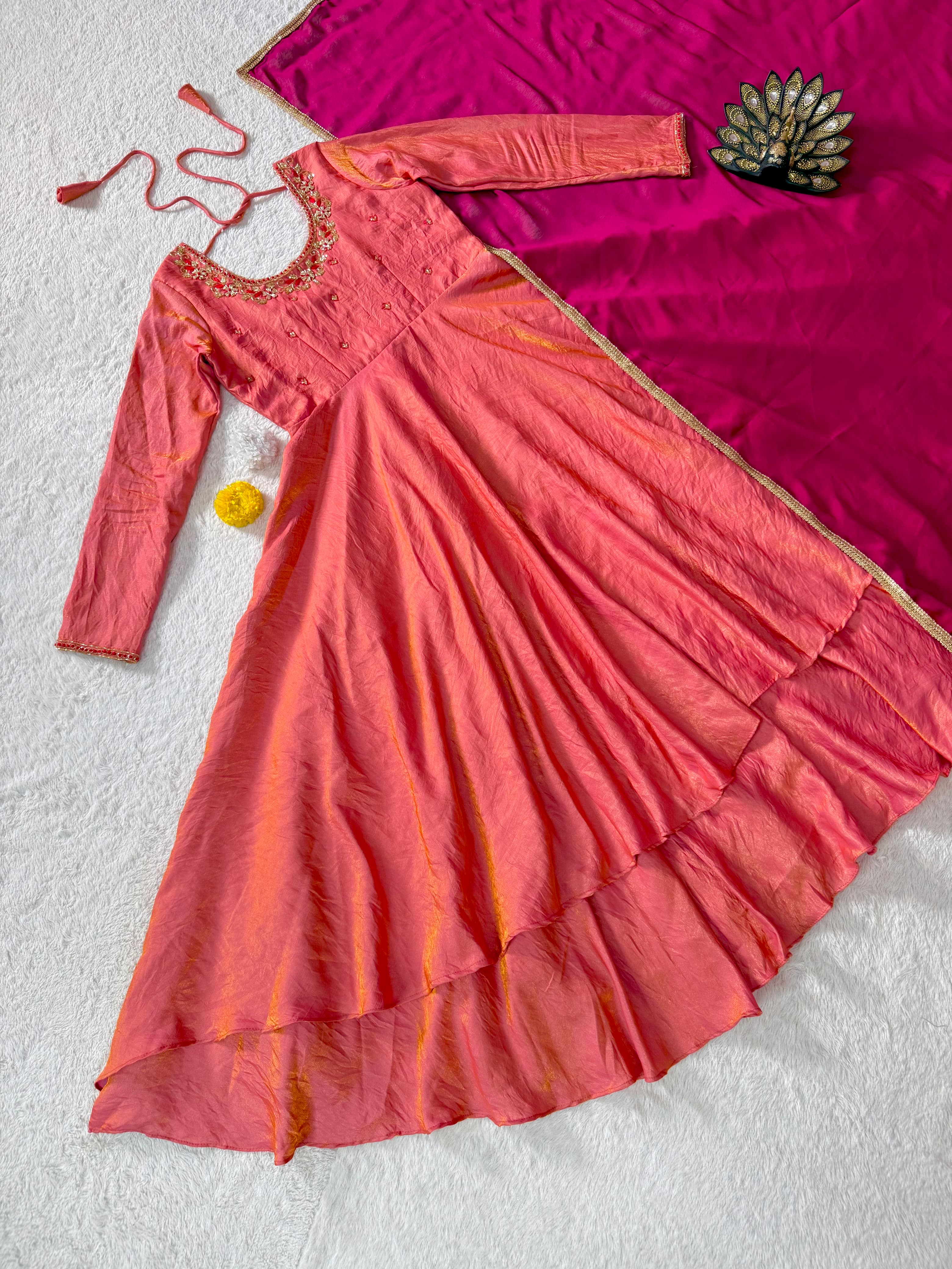 Designer long frock with dupatta