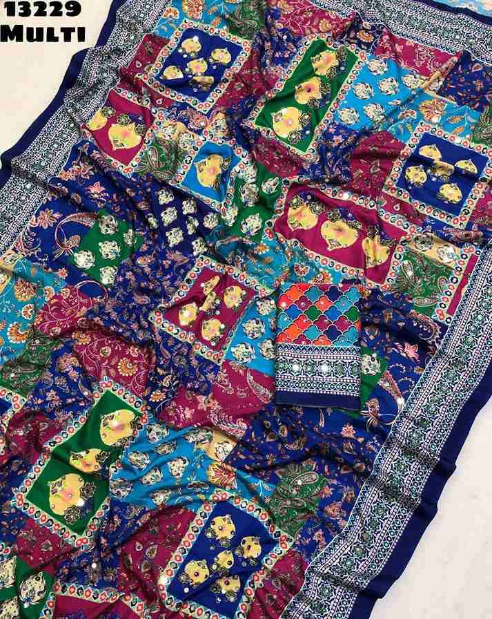 Soft Crepe Silk Ajrakh Printed Saree's