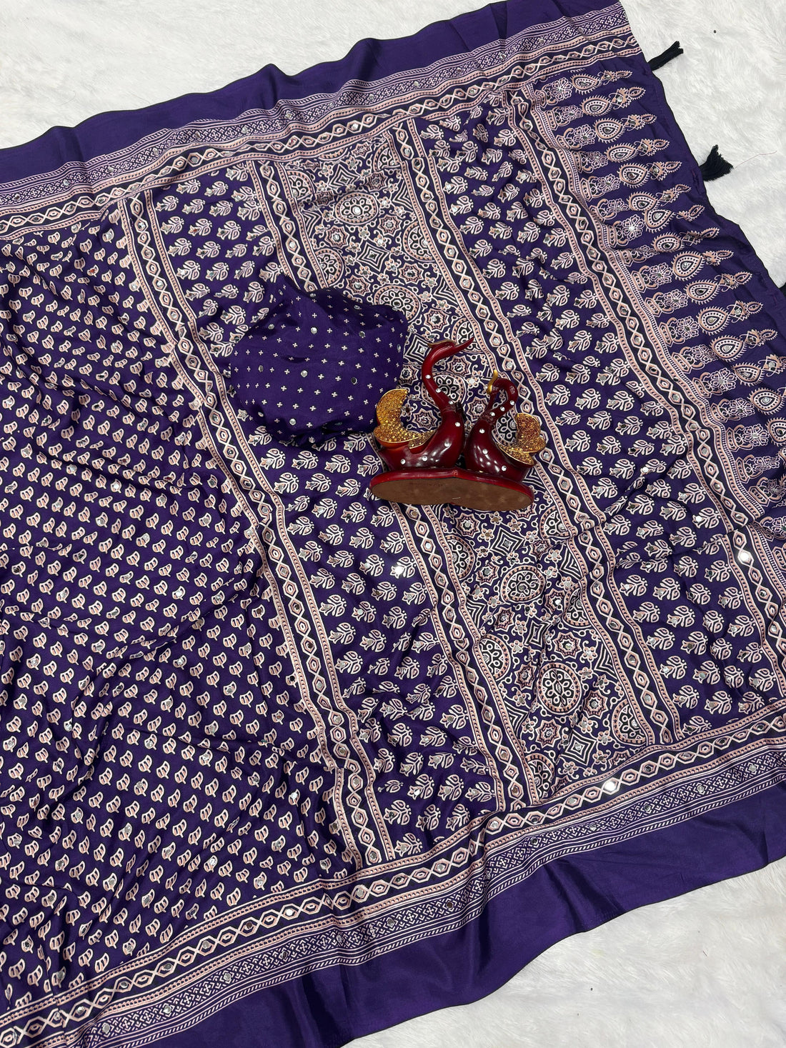 Soft Crepe Silk with Ajrakh Work Sarees