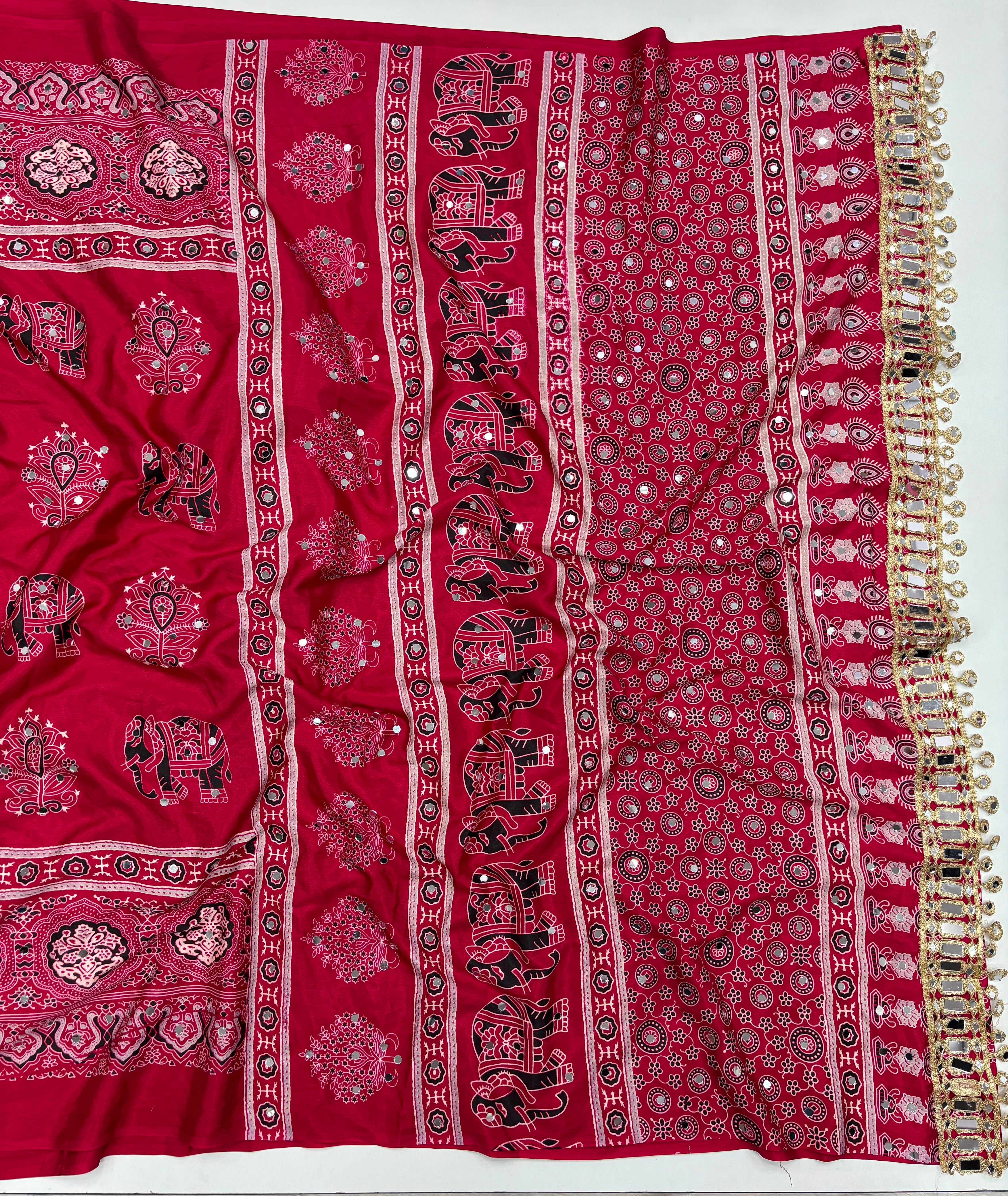 Ajrakh Mirror Work Sarees