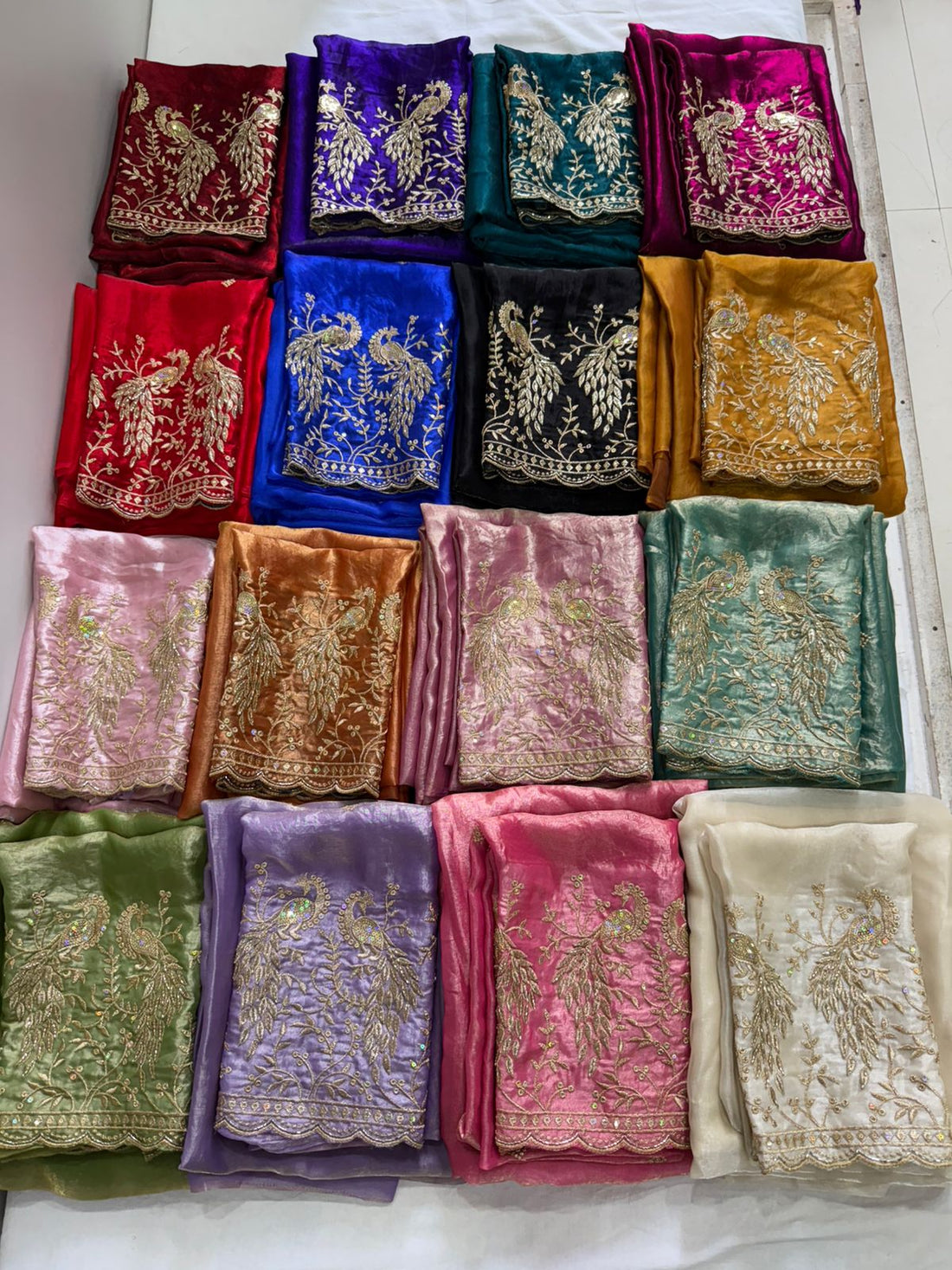 Space Sattin Saree With Running Bits Sequence Work Blouse
