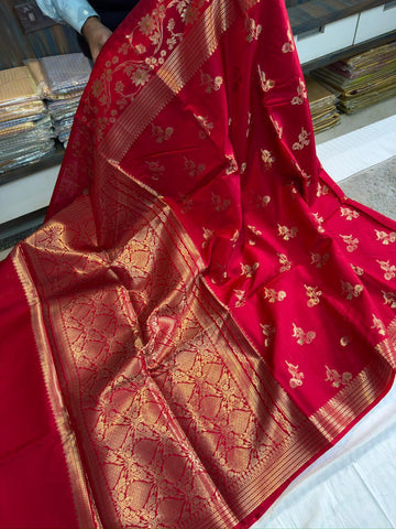Pure Banarasi Green Raw Mango Silk Saree