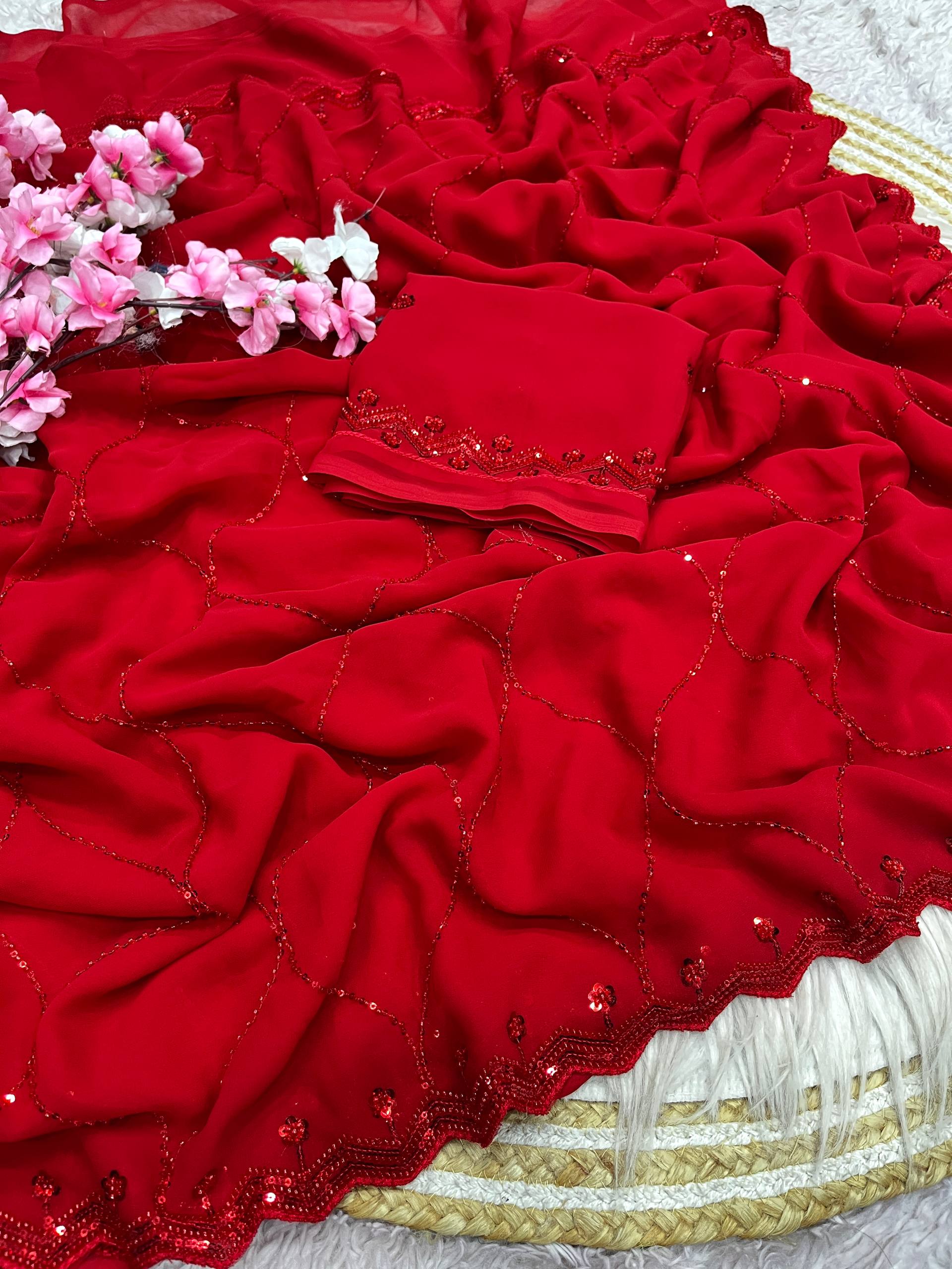 Cocktail Party Sarees with Original Beads Work