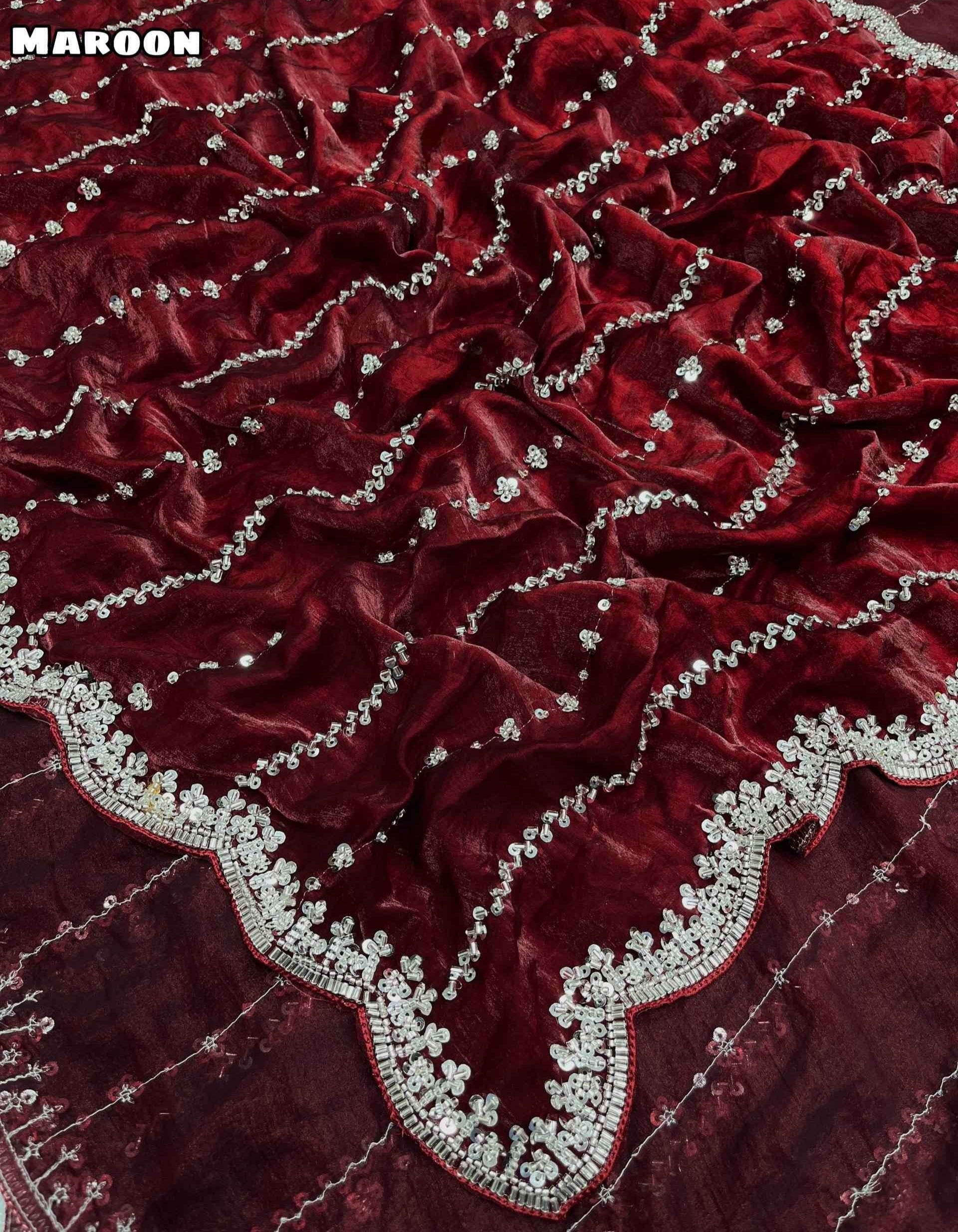 Space Silk Saree with Premium Beads Handwork