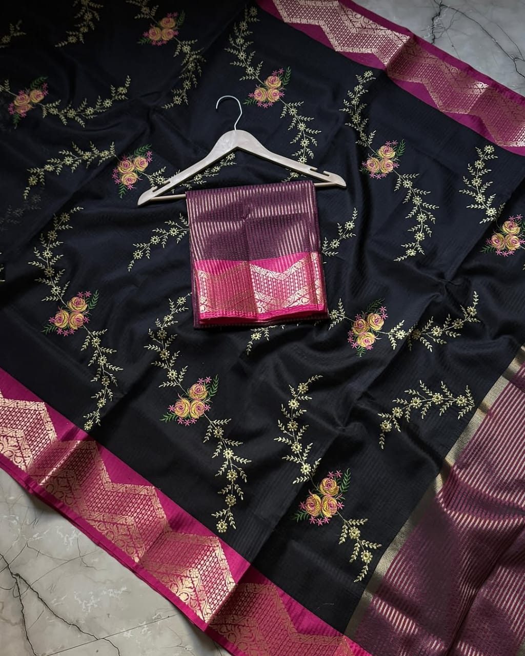 Premium Kota chex with embroidery