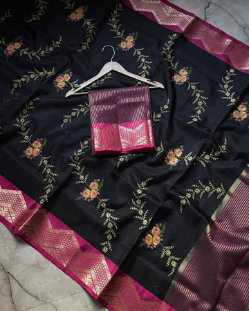Premium Kota chex with embroidery
