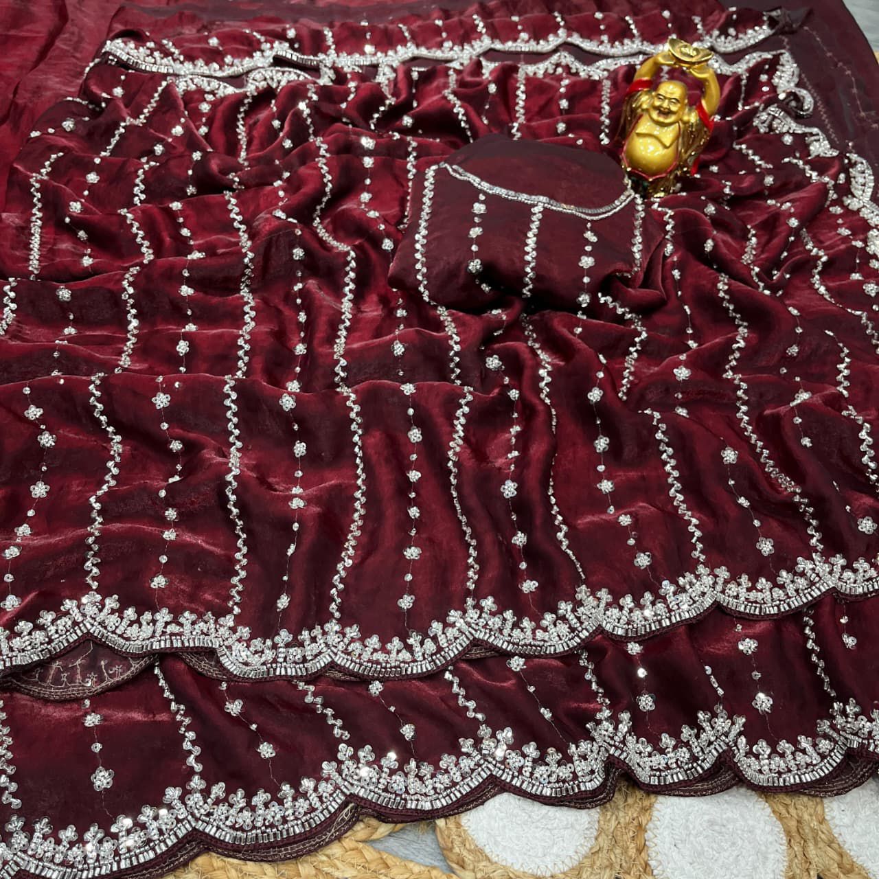 Space Silk Saree with Premium Beads Handwork