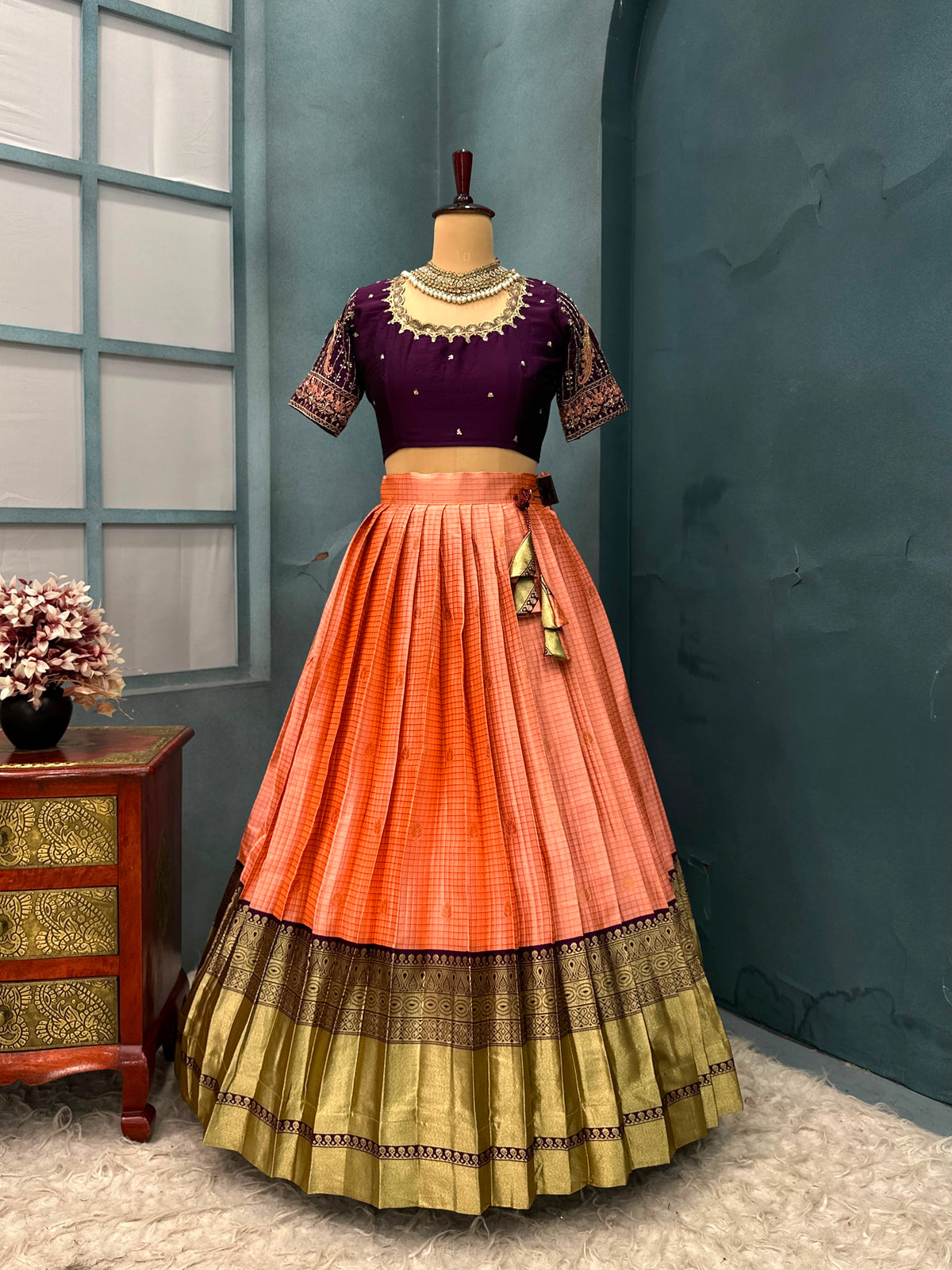 Premium Quality Pure Kanjivaram Silk Full Stitched Lehenga Set