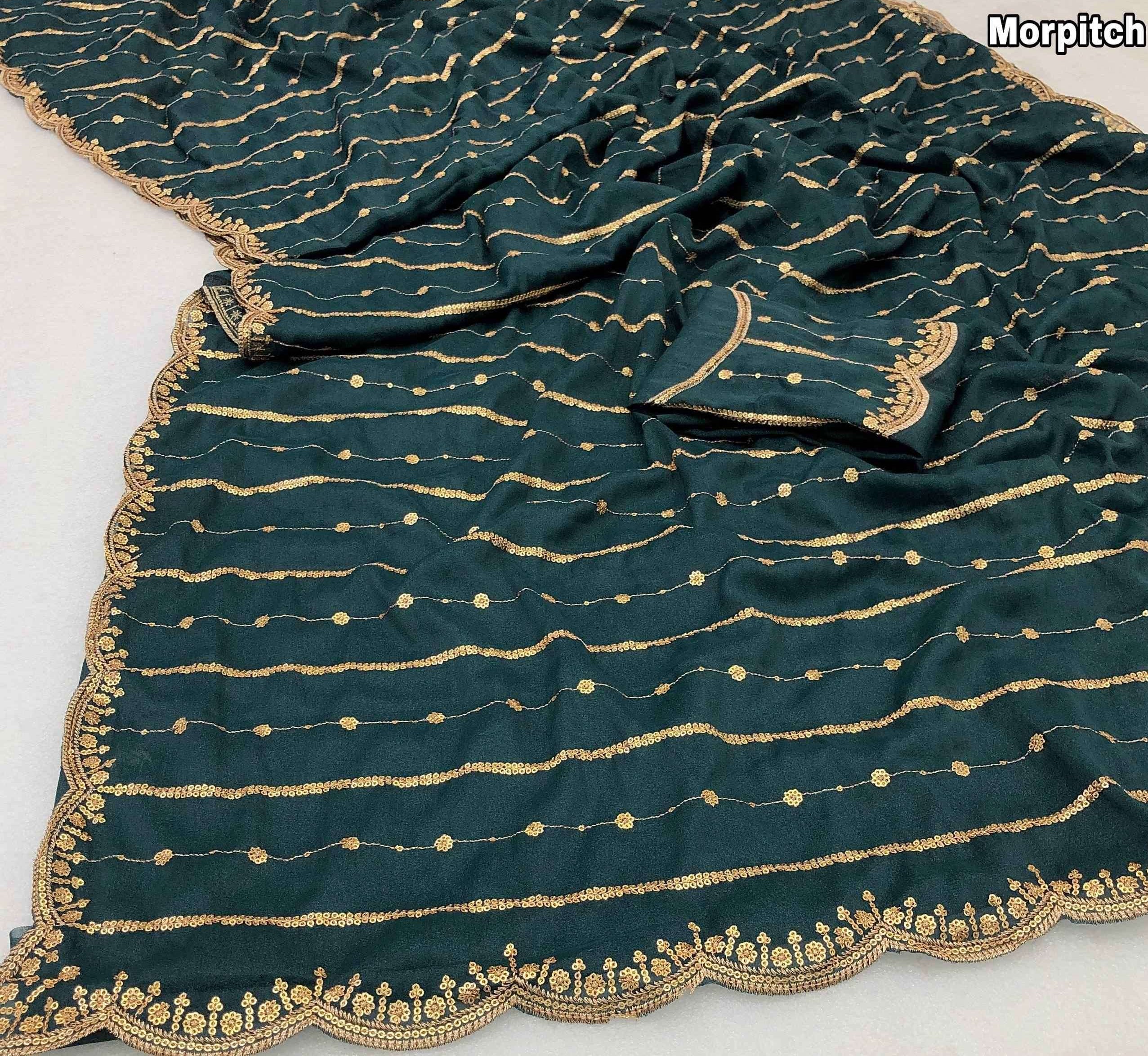 Trendy Georgette Sarees with Embroidery Sequence Work