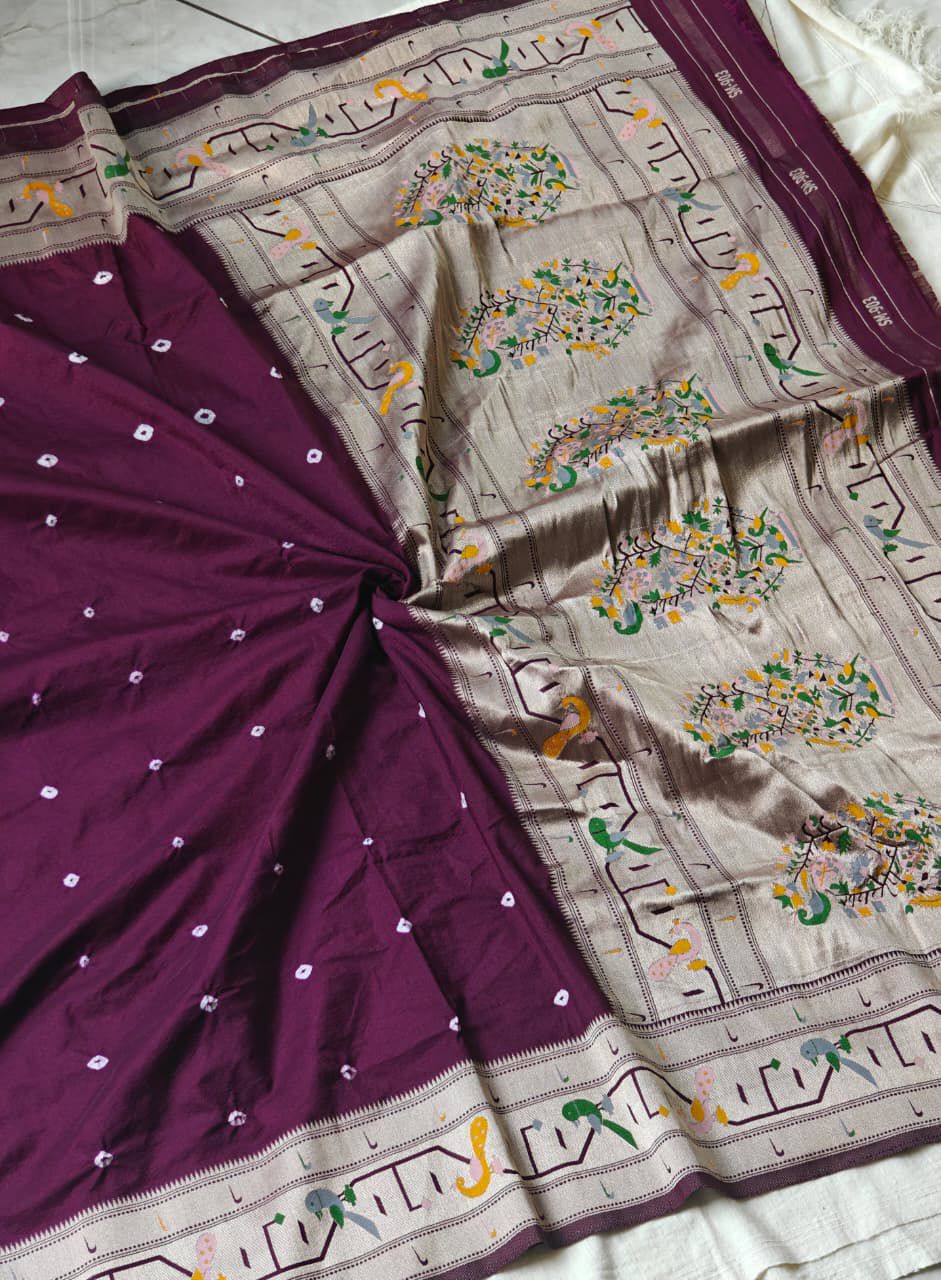 Pure Viscose Tusser Georgette with Pythani Border