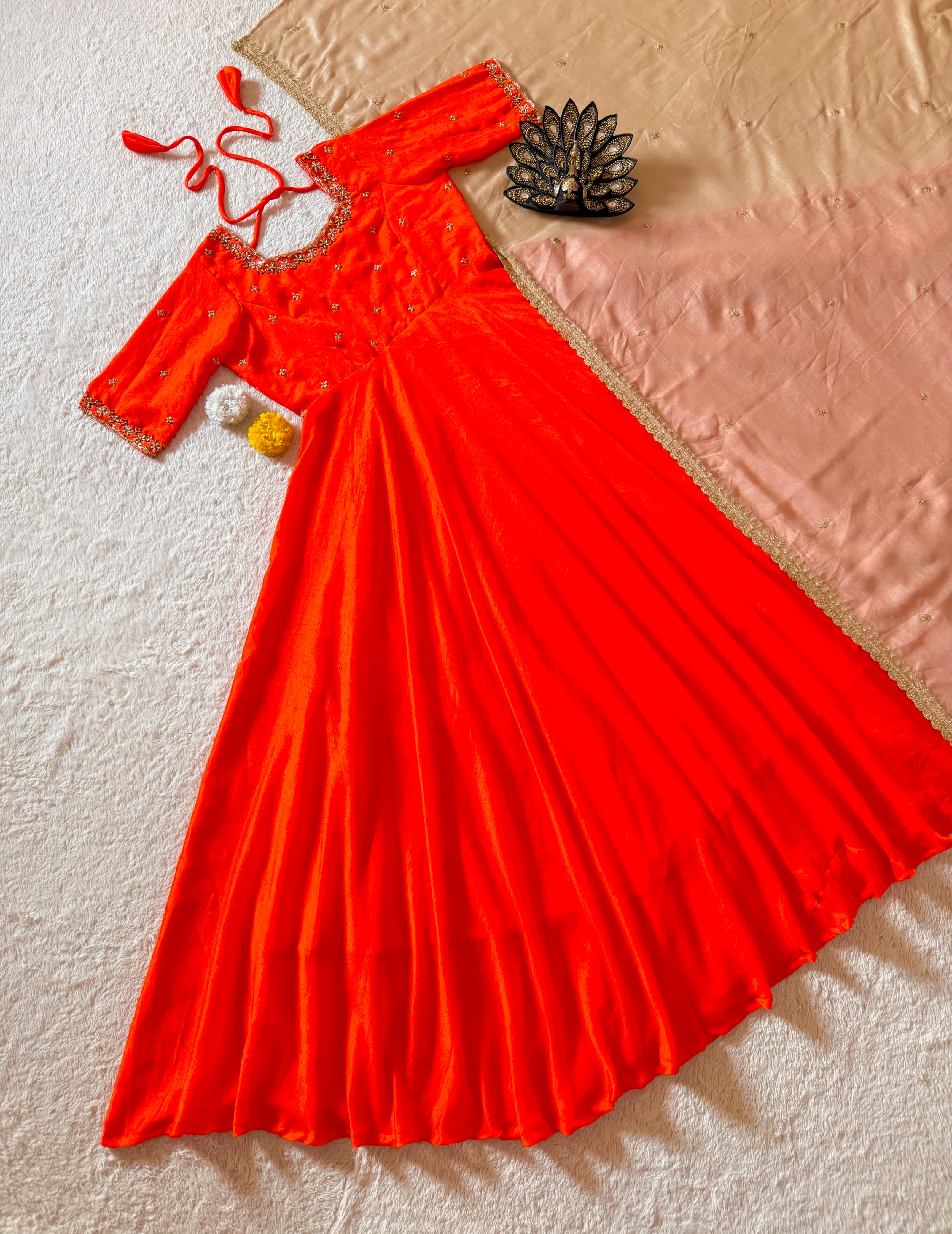 Designer Maggam Hand Work Gown With Duppata