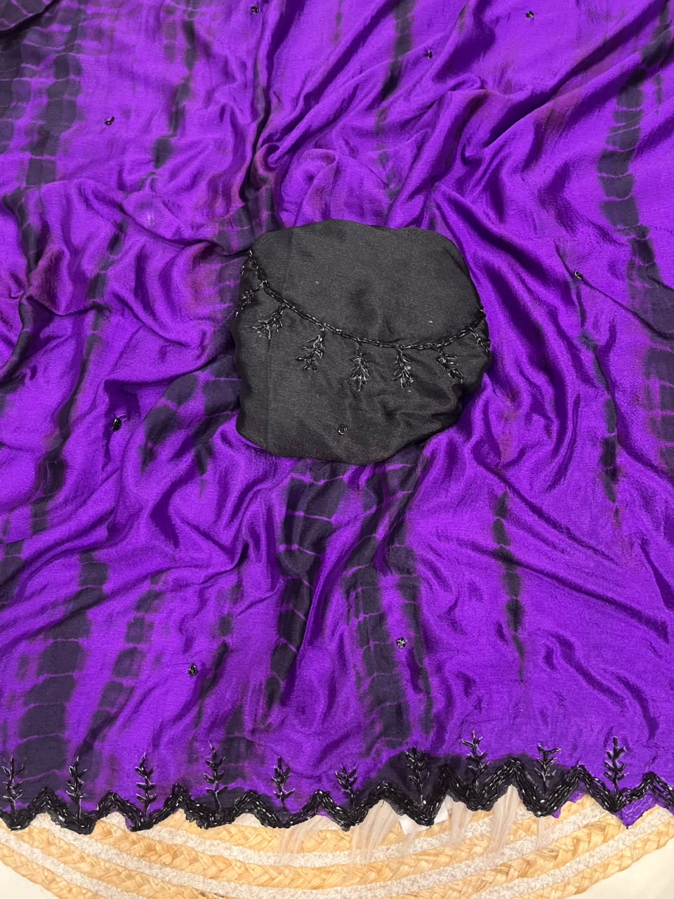 Pure Dyeable Chinon Sarees with Shibori design & Cutdana Border