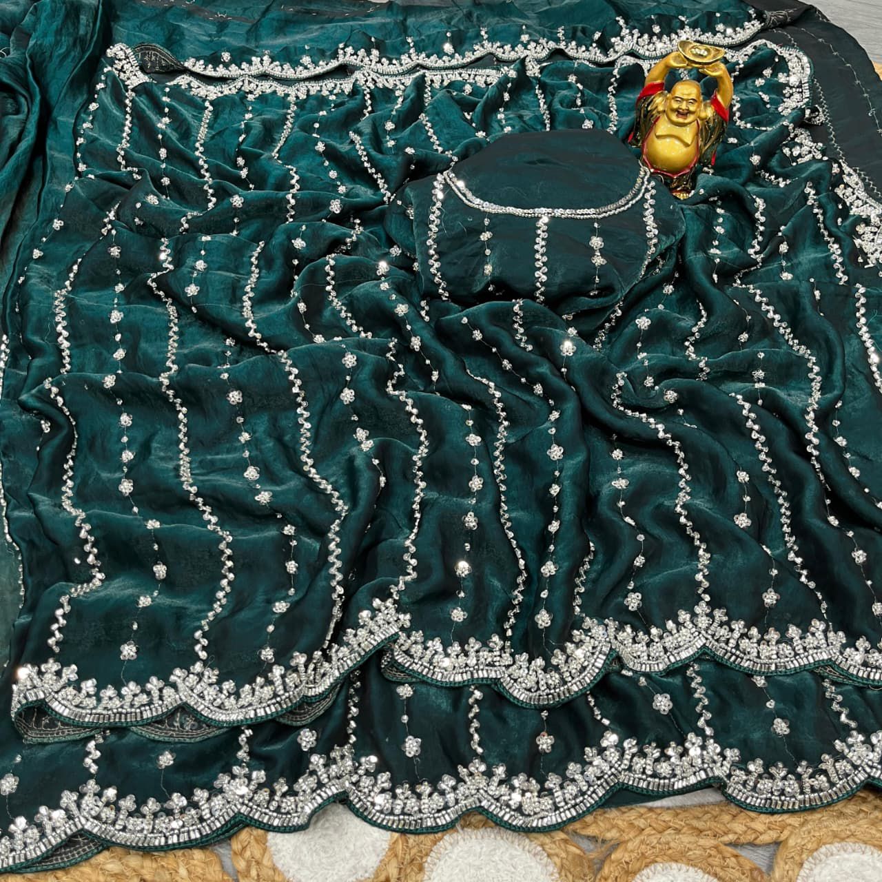 Space Silk Saree with Premium Beads Handwork