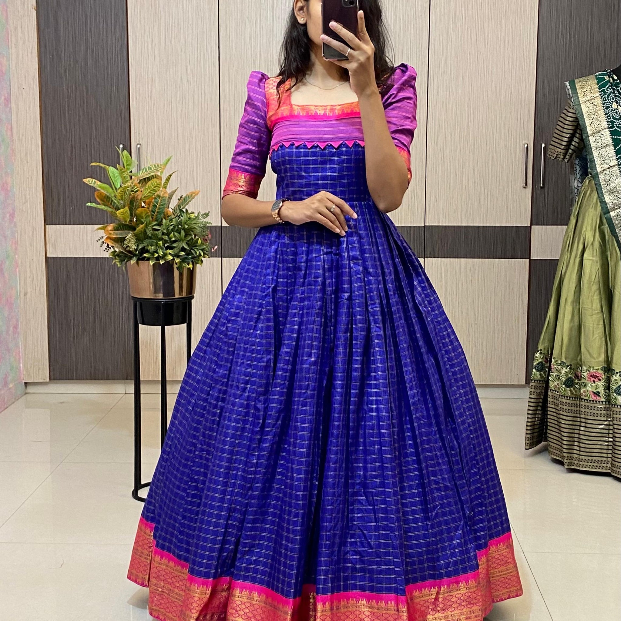 Flared Cotton Silk Long frock