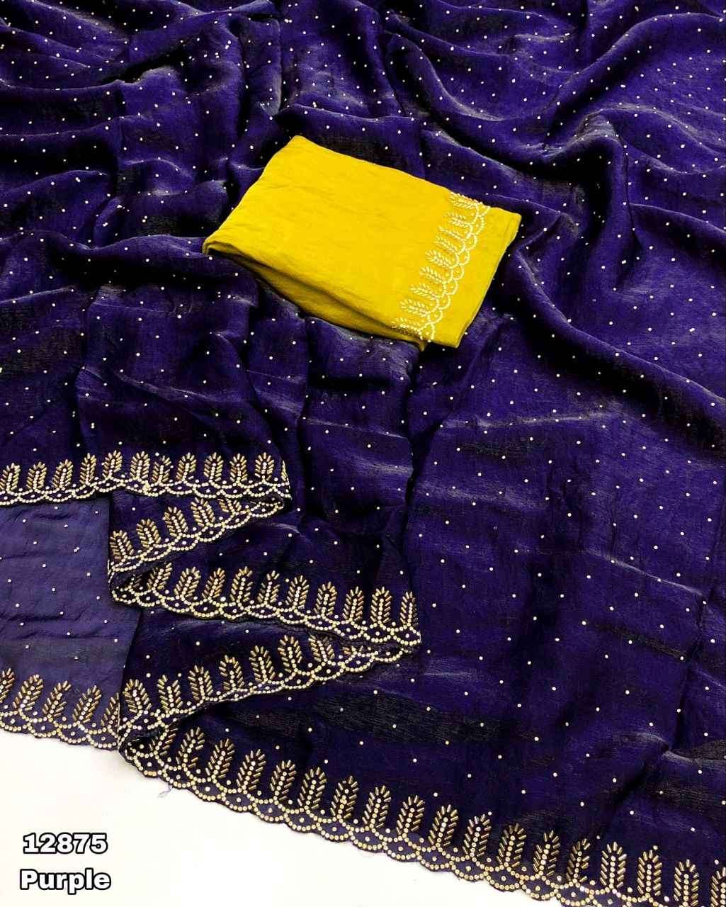 Trending Space Silk with Siroski & Cutdana Work
