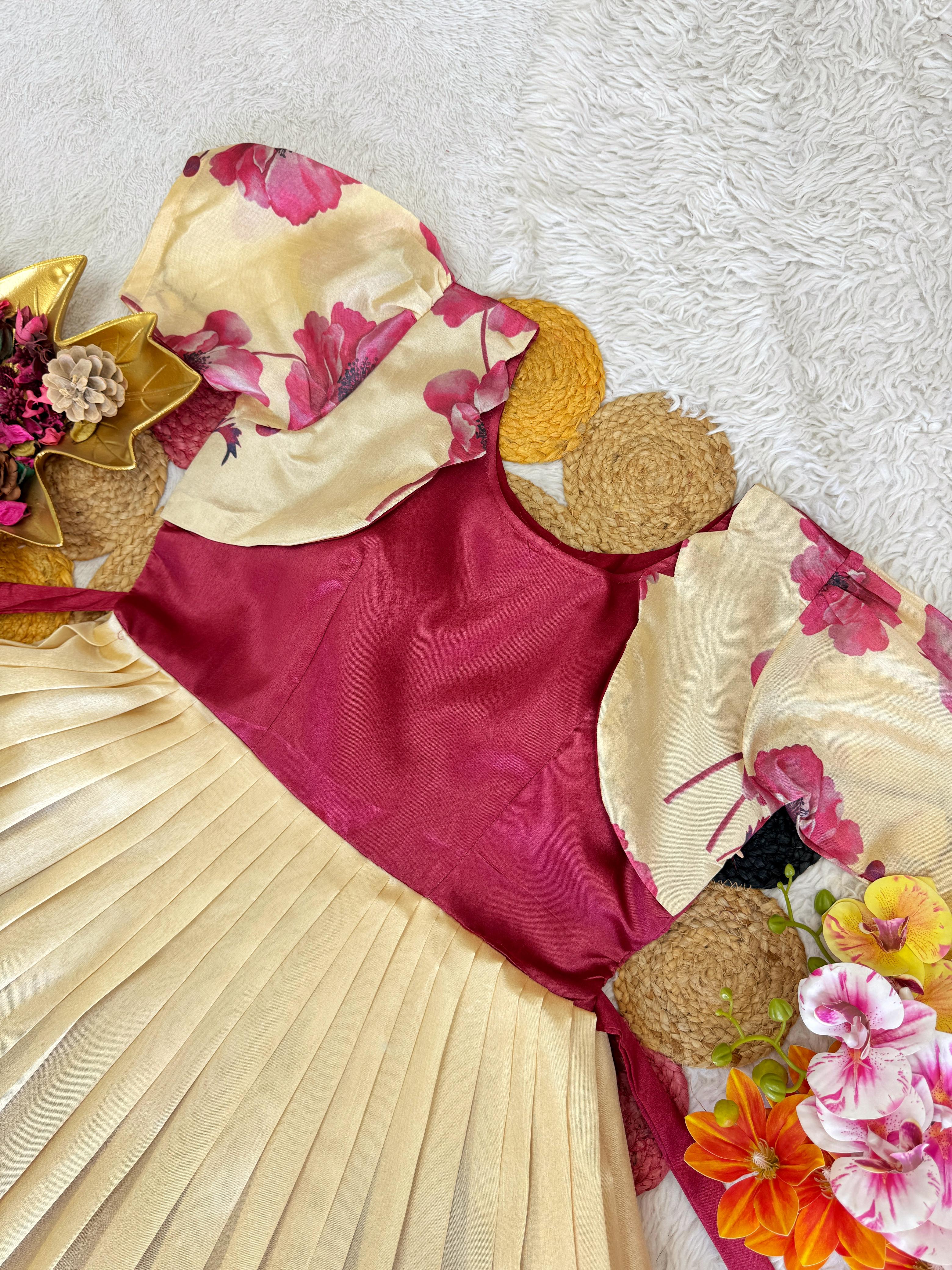 Floral Printed Soft Silk Gown