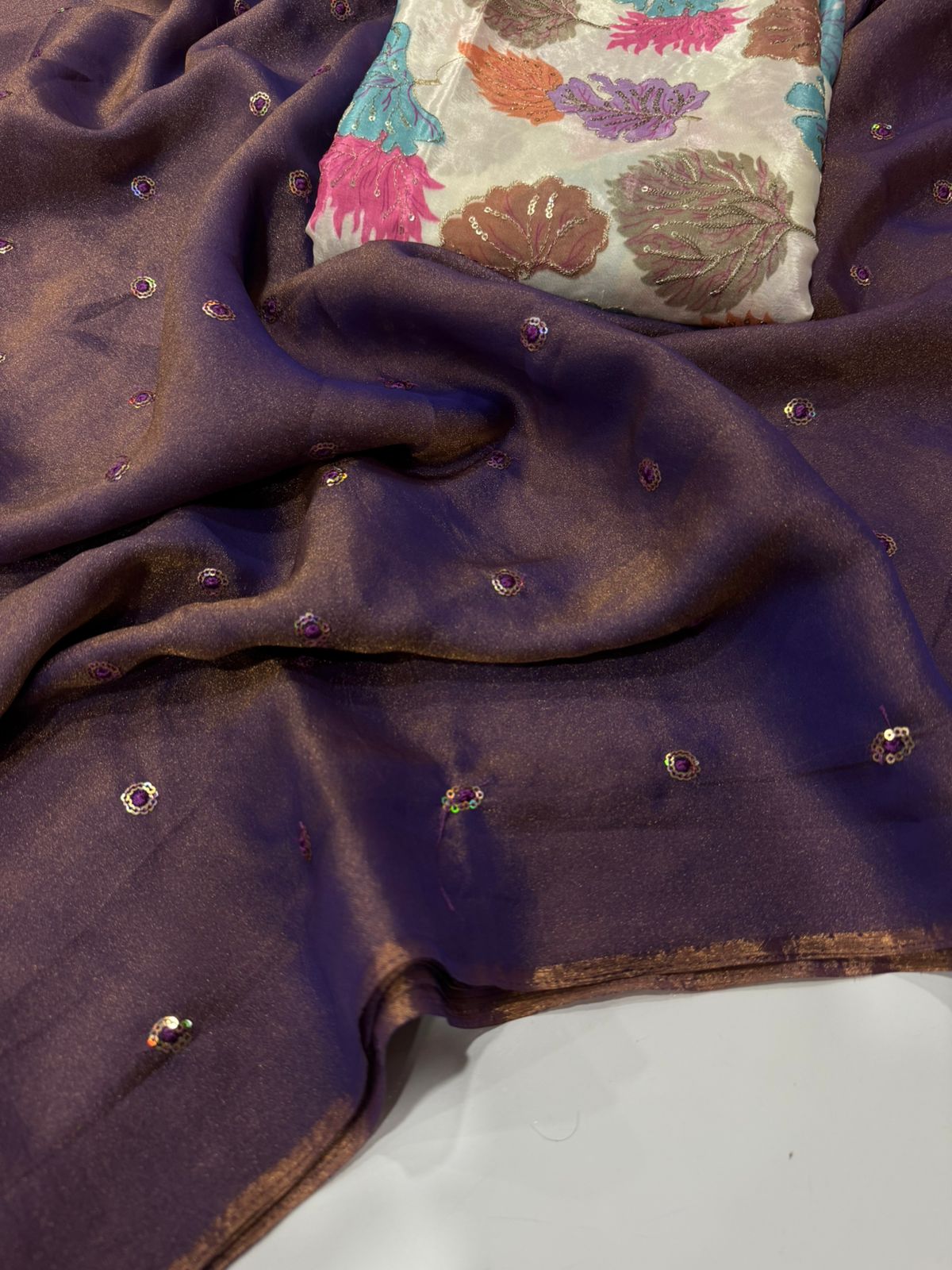 Space Silk Sarees with Sequence Work