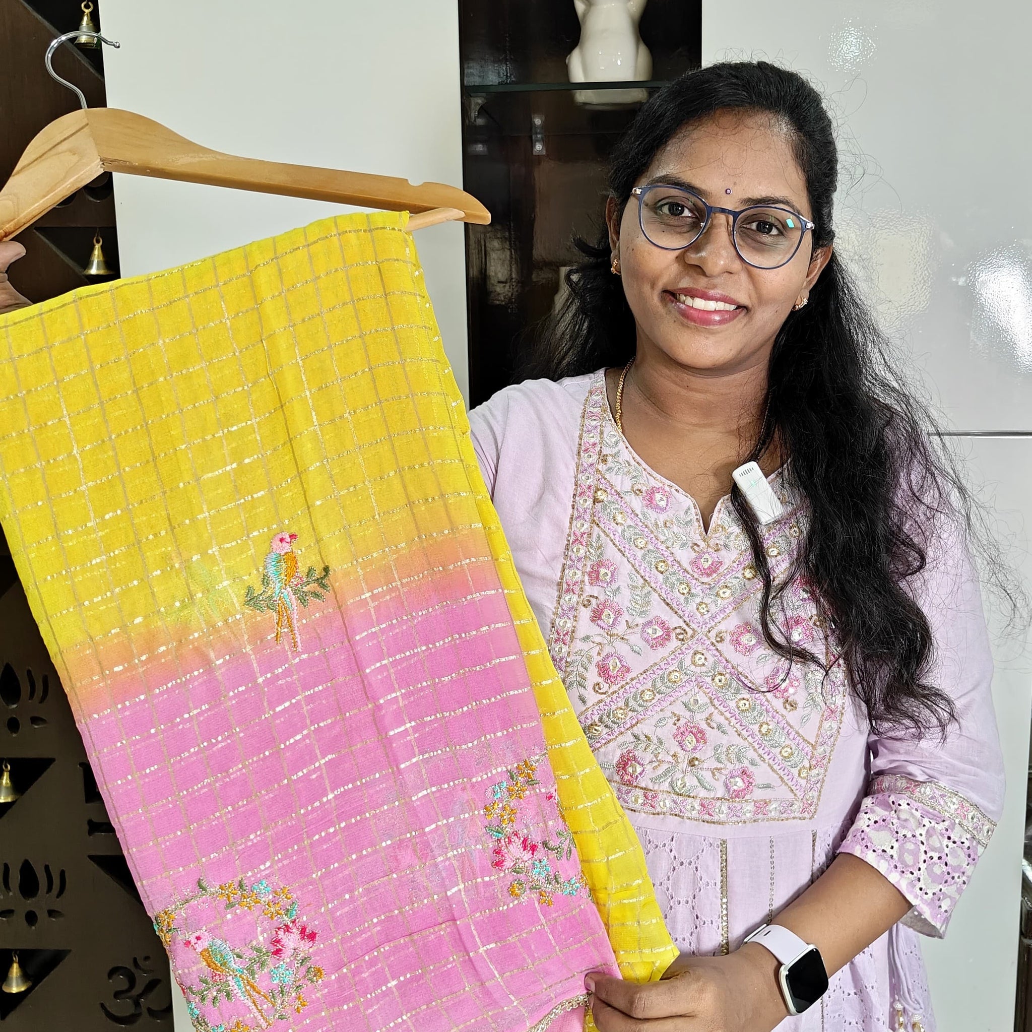 Pure Chiffon saree with jewel design embroidery