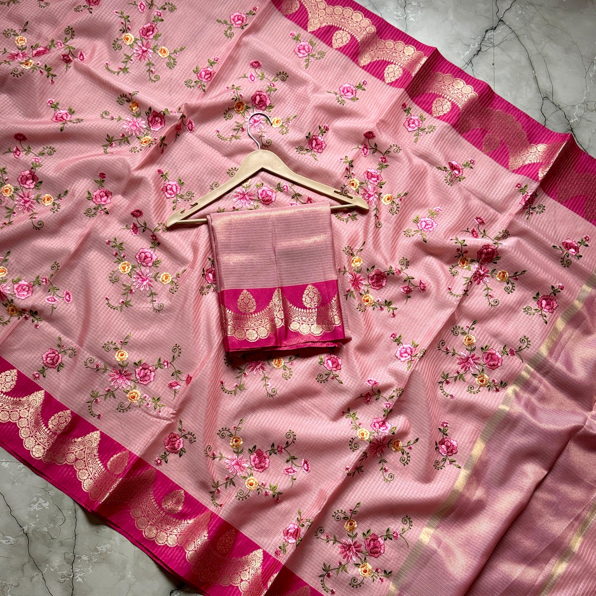 Banarasi Kota saree with embroidery