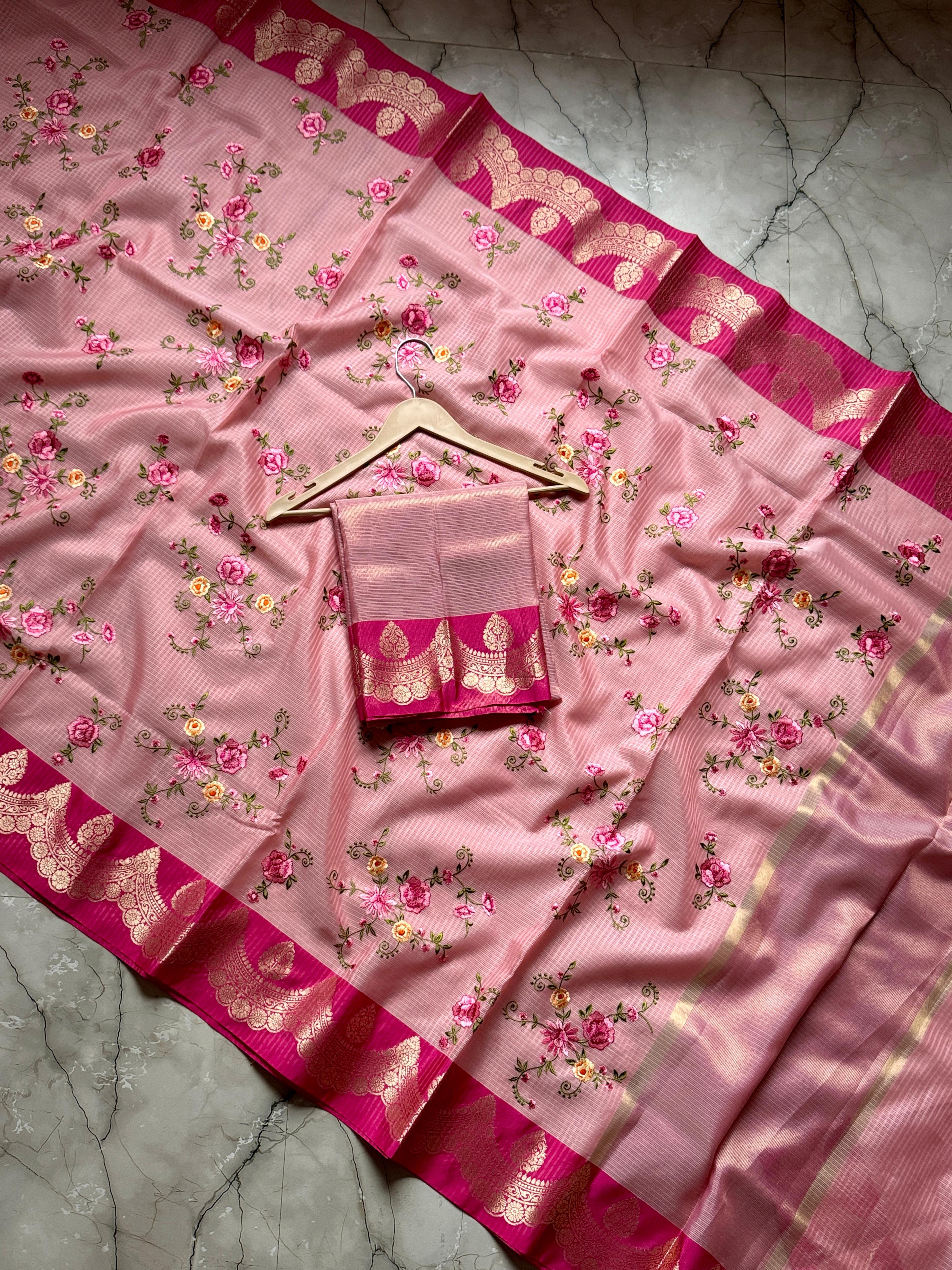 Banarasi Kota saree with embroidery