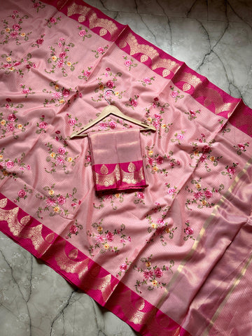 Banarasi Kota saree with embroidery