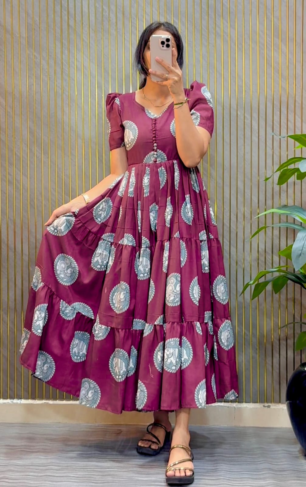 Cotton Kalamkari Block Printed Midi Dress