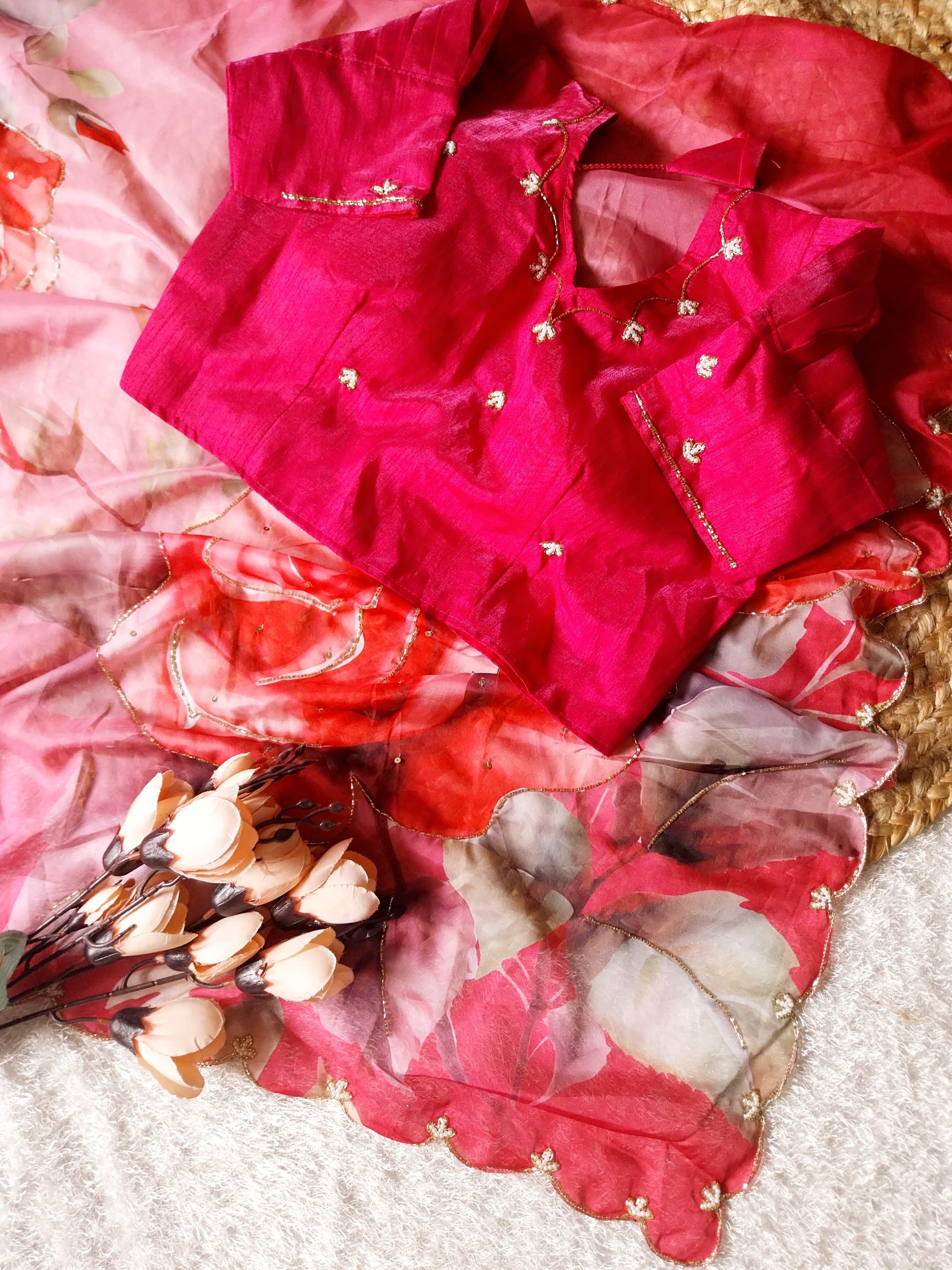 Premium Pure Soft Teby Silk Saree with Readymade Stitched Blouse