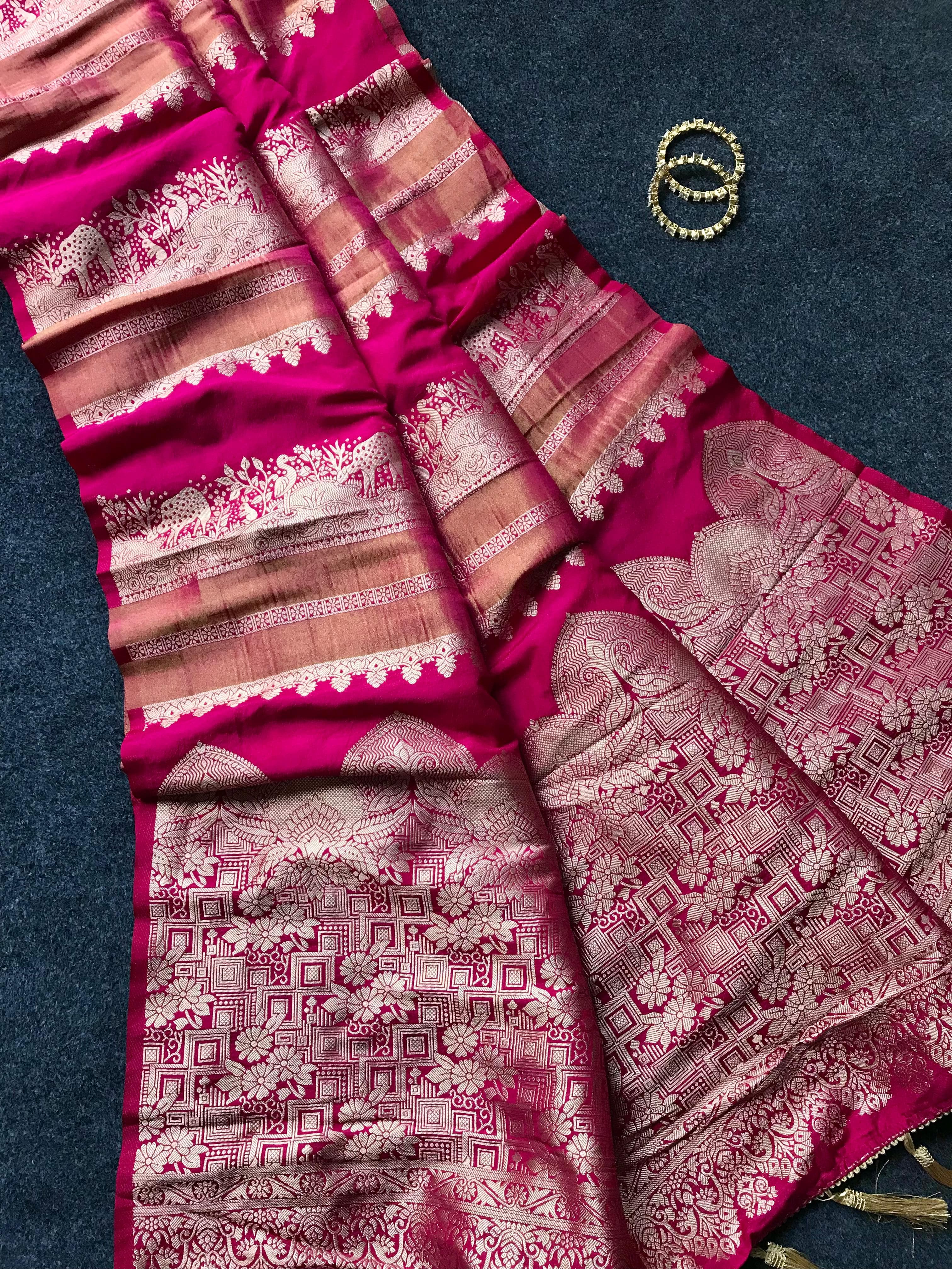 Premium Soft Banarasi Crepe Tissue Silk Sarees