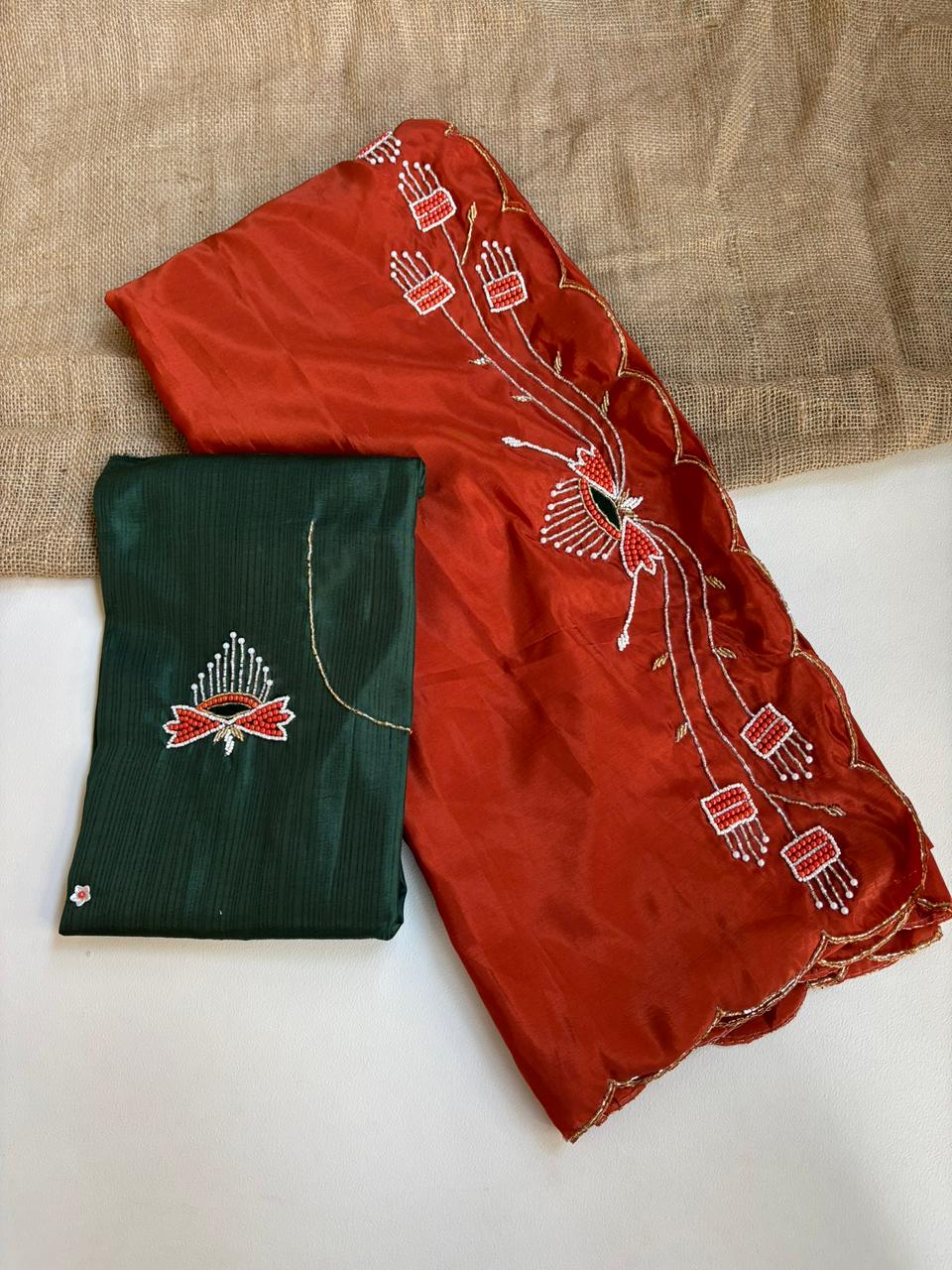 Designer Light Weight Moti Cutdana Handwork Sarees