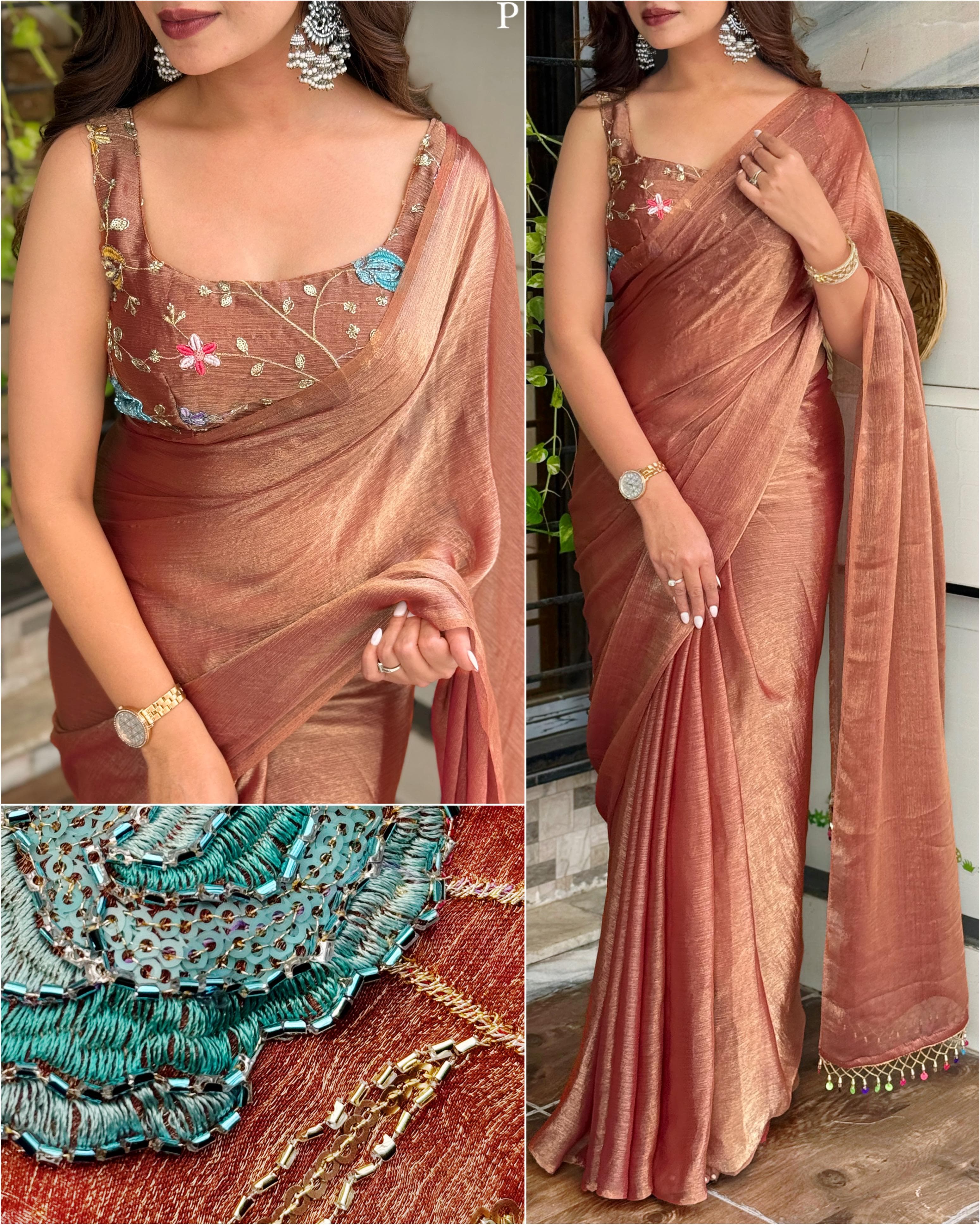 Chiffon Saree with Embroidery Work Blouse