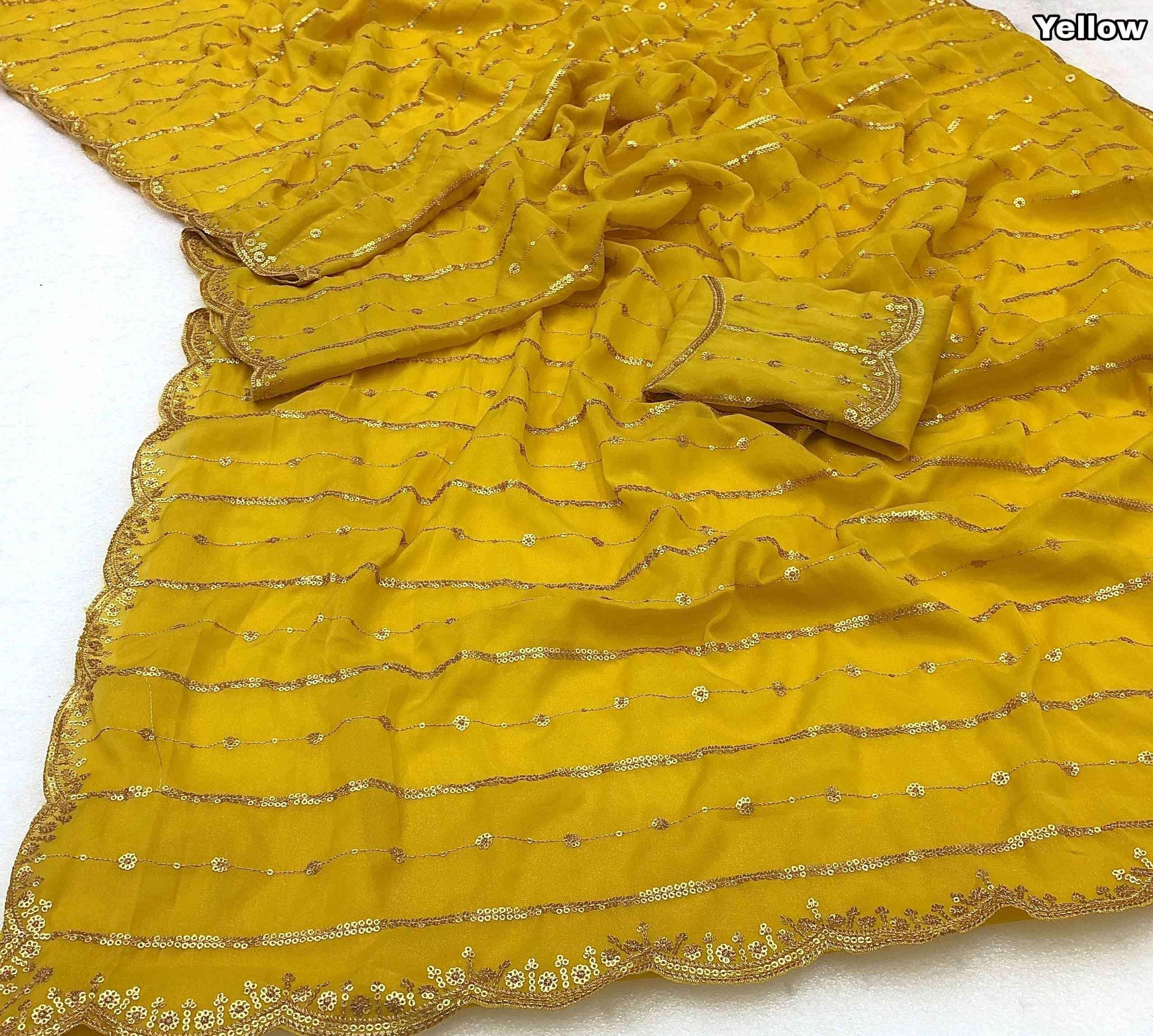 Trendy Georgette Sarees with Embroidery Sequence Work